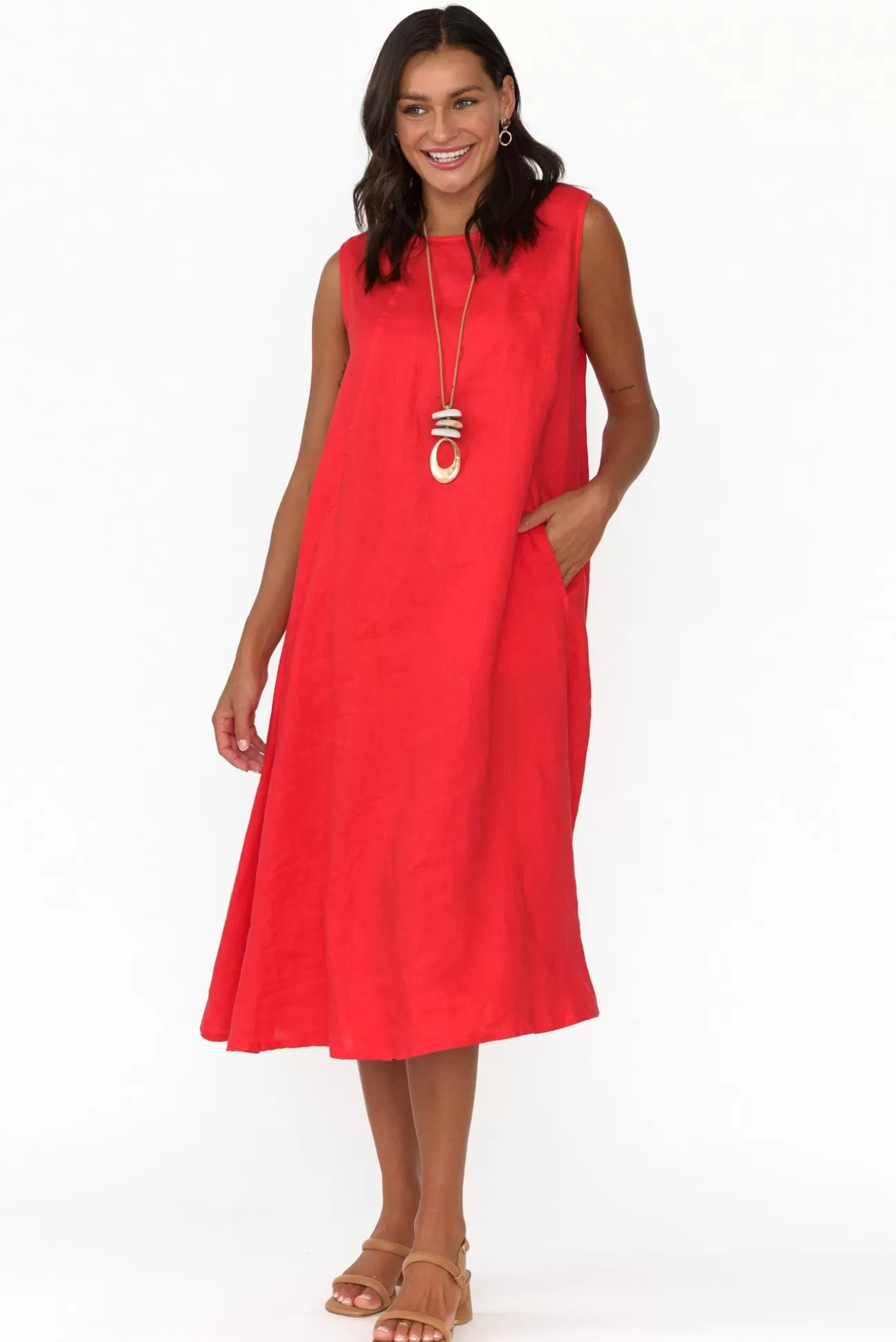 Tirelli Brielle Red Linen Dress Store