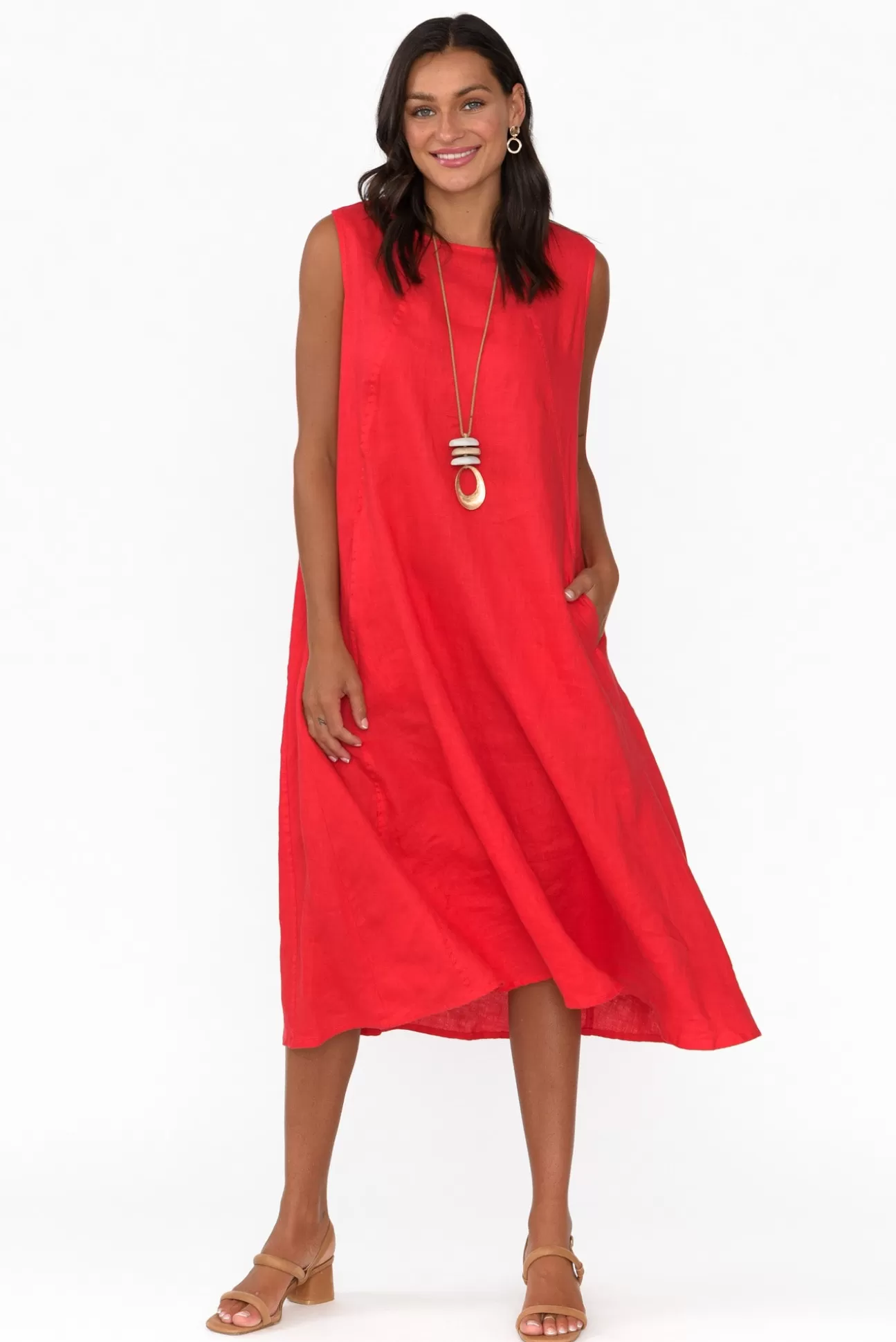 Tirelli Brielle Red Linen Dress Store