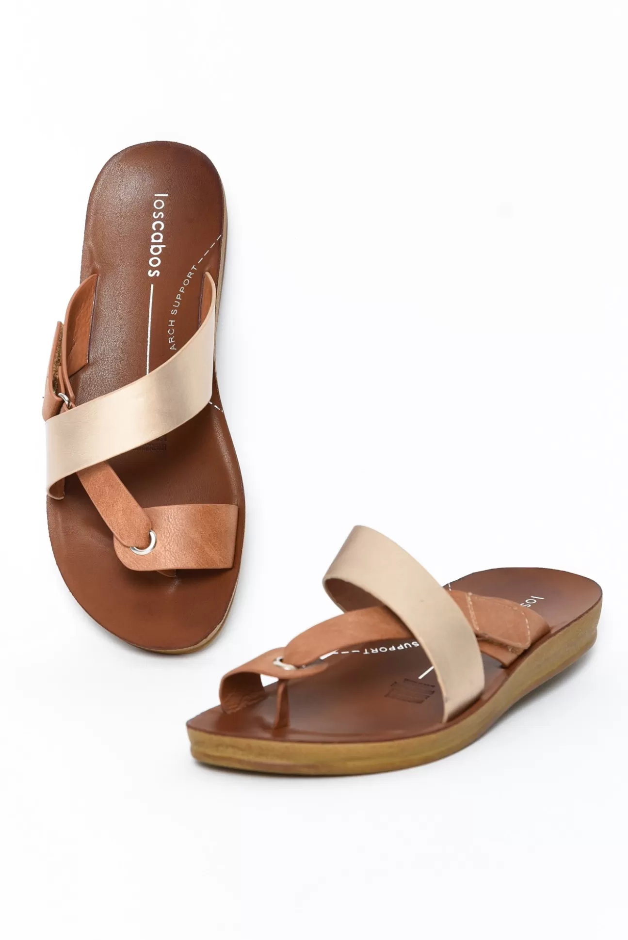 Los Cabos Bry Gold Tan Multi Strap Slide Sale