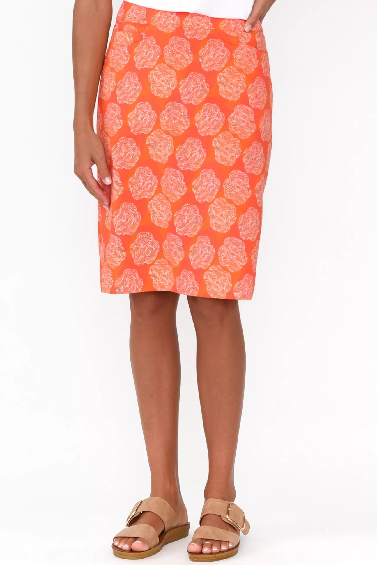 Foil Brynn Orange Spot Cotton Blend Skirt Cheap