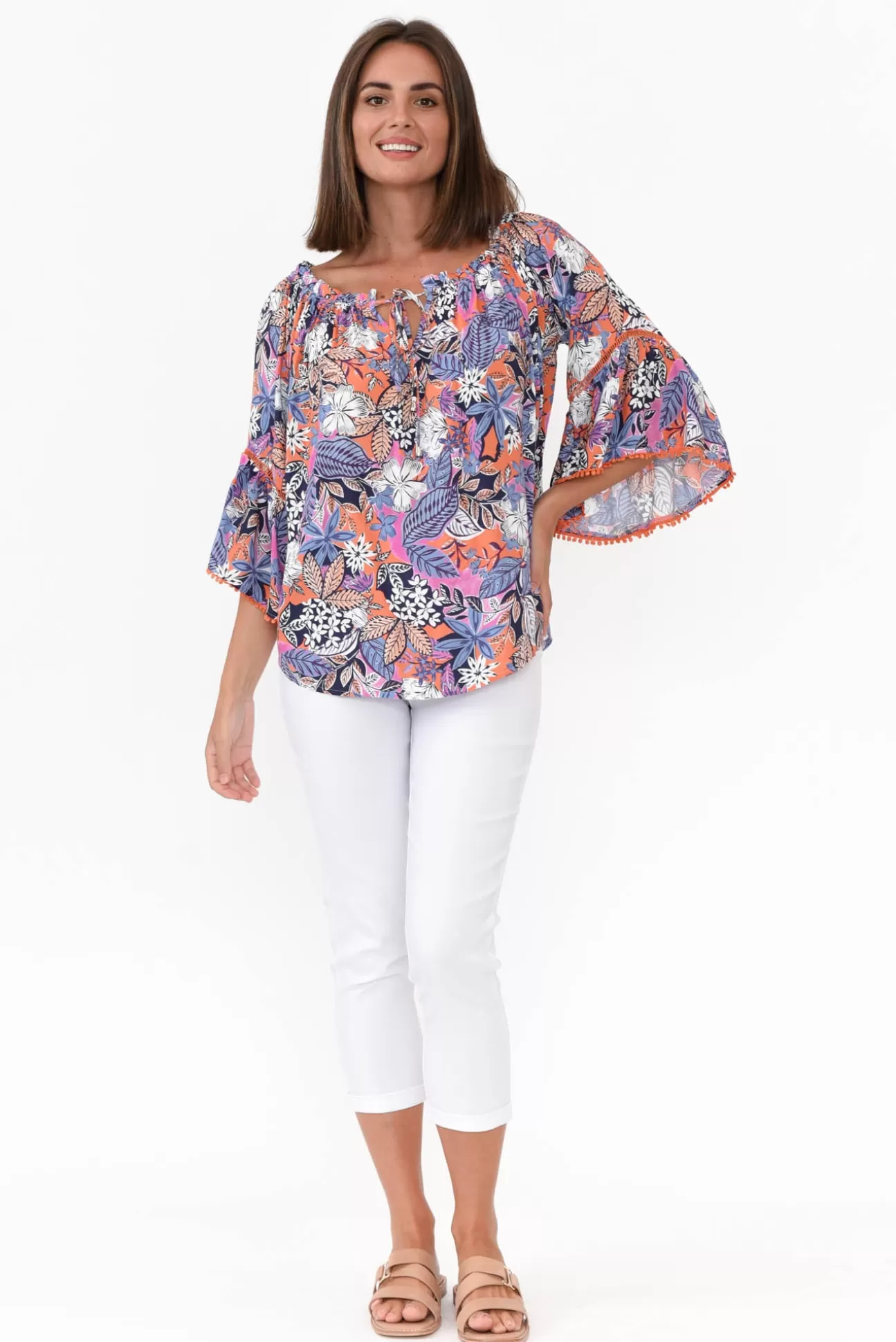 New U Collection Budapest Purple Fern Off Shoulder Top Flash Sale