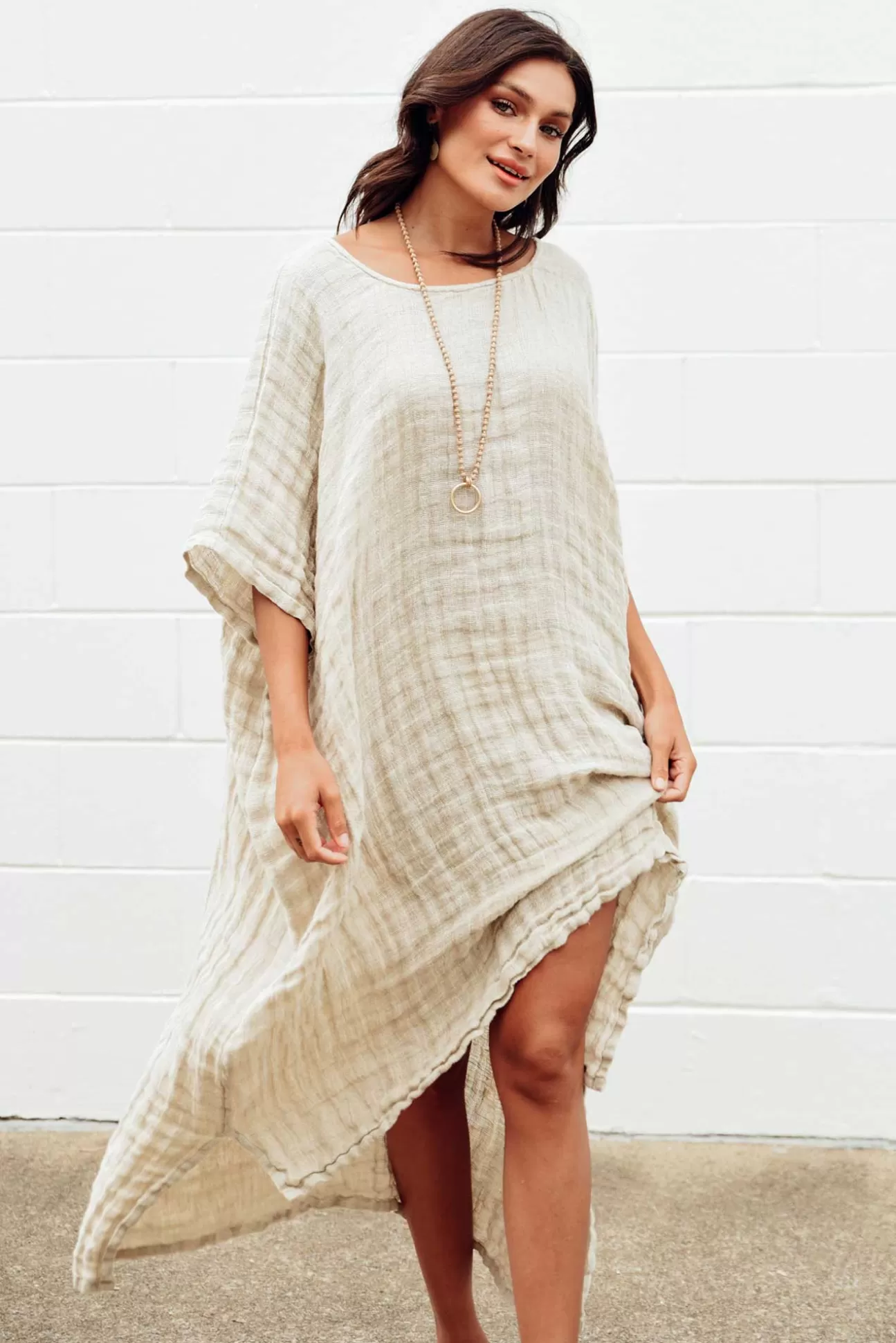 Rustic Linen Buffy Natural Linen Kaftan Best