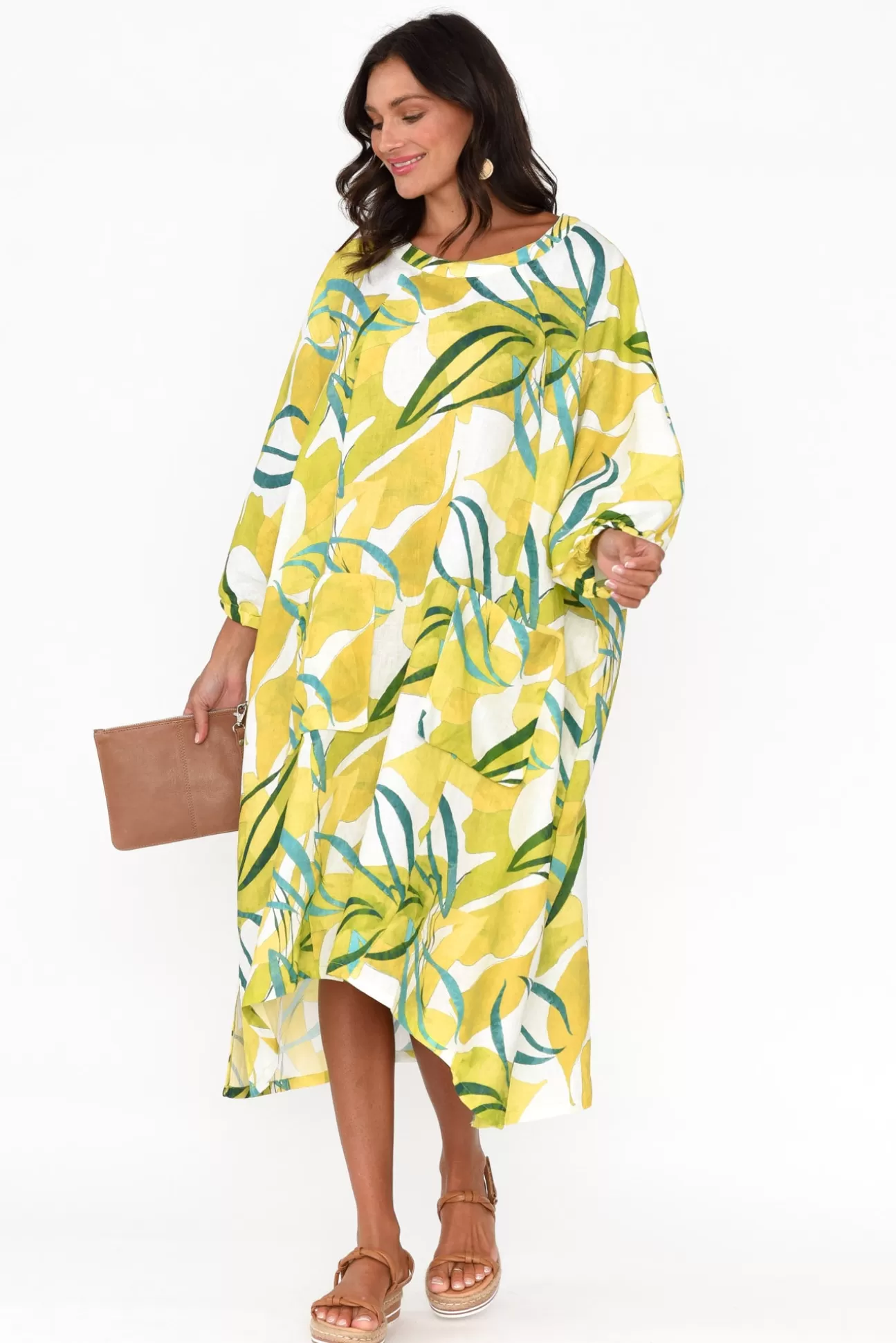 Tirelli Burnett Yellow Garden Linen Pocket Dress Store