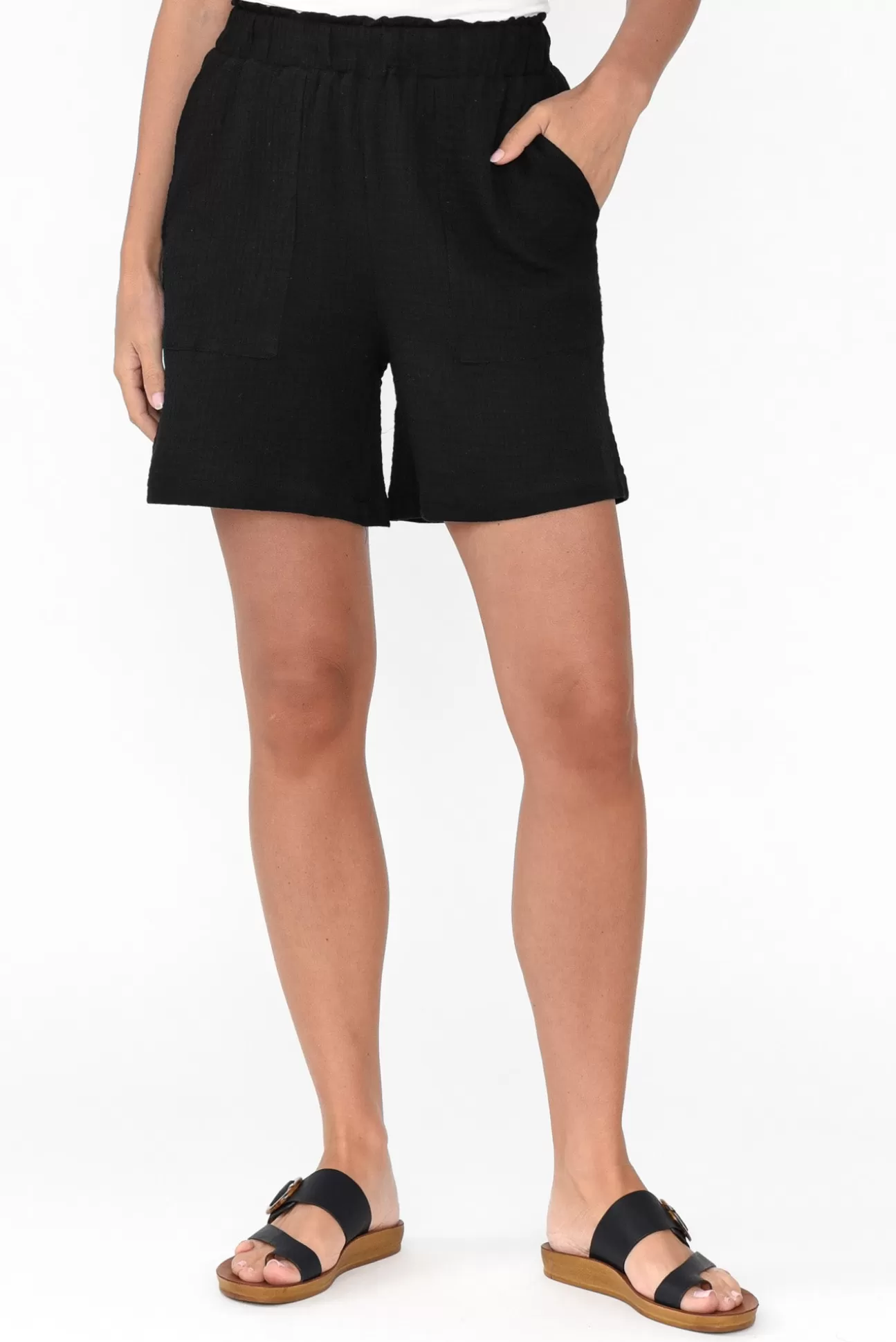 Threadz Byron Black Cotton Shorts Cheap