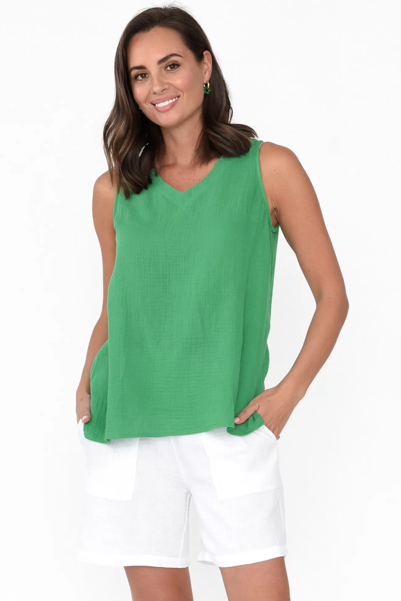 Threadz Byron Green Cotton Tank Flash Sale