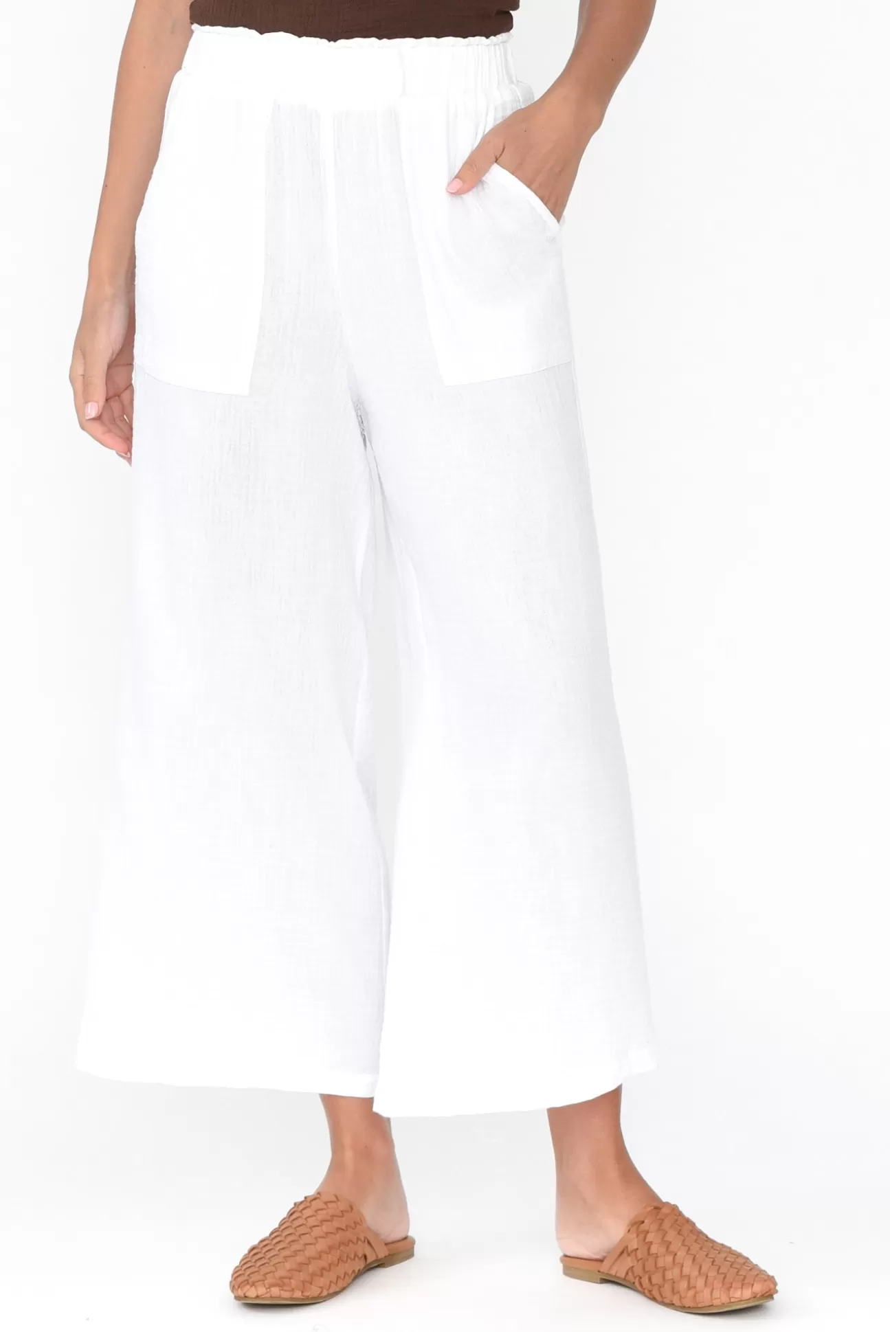 Threadz Byron White Cotton Pocket Pant Online