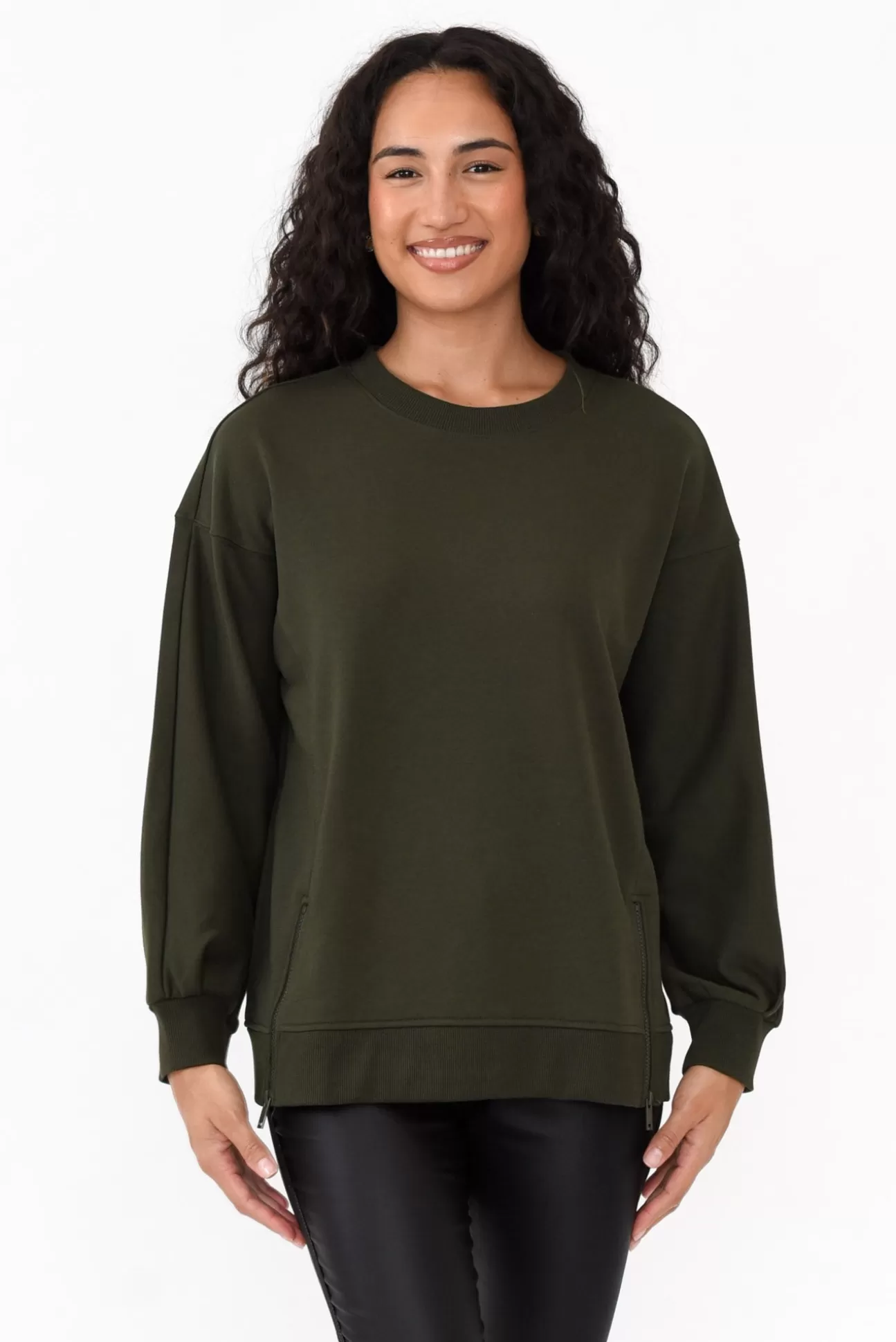 Betty Basics Cari Dark Olive Crew Jumper Clearance