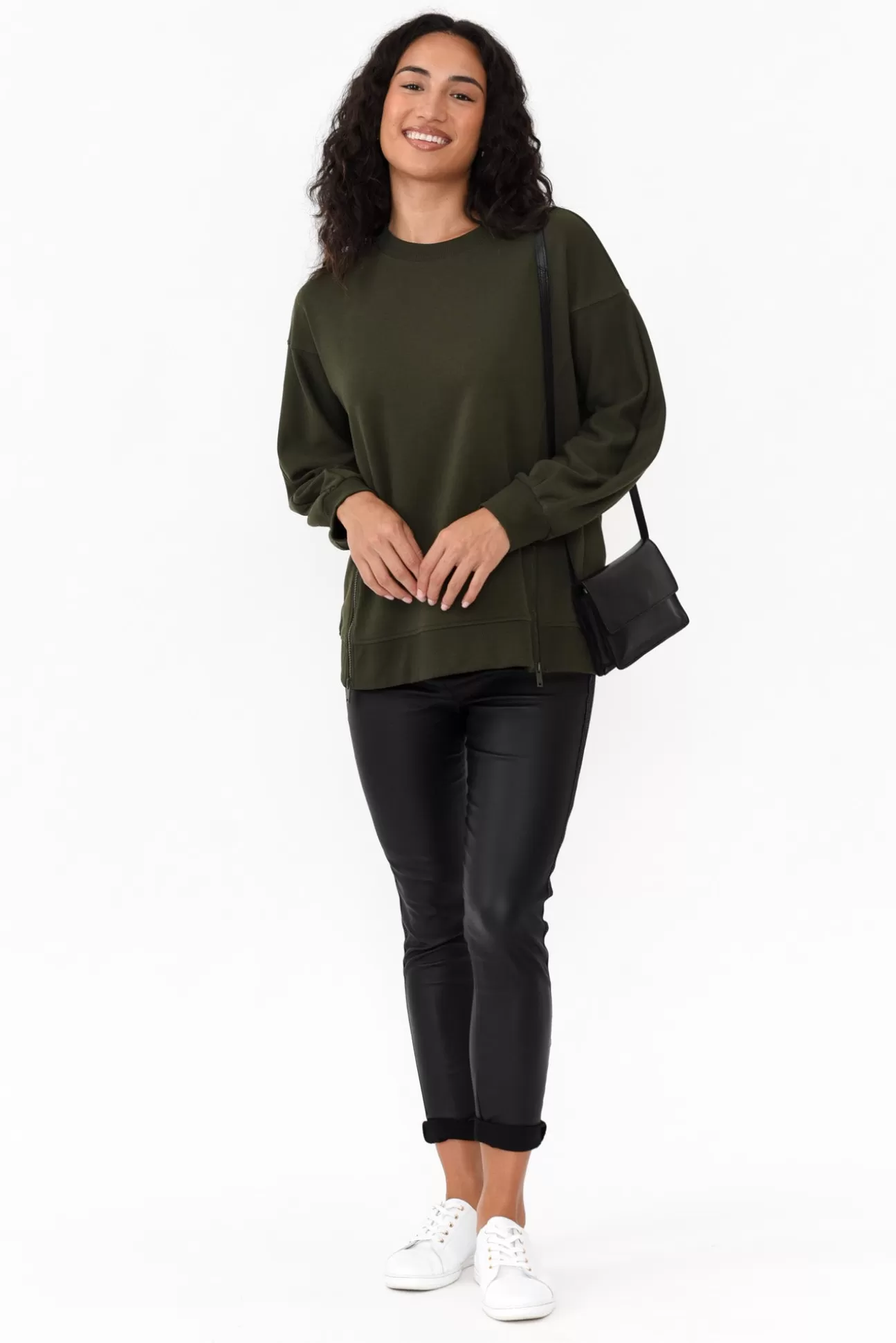 Betty Basics Cari Dark Olive Crew Jumper Clearance