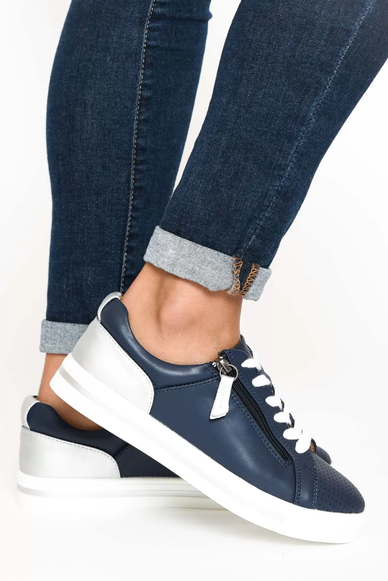 Bay Lane Carissa Navy Silver Sneaker Hot