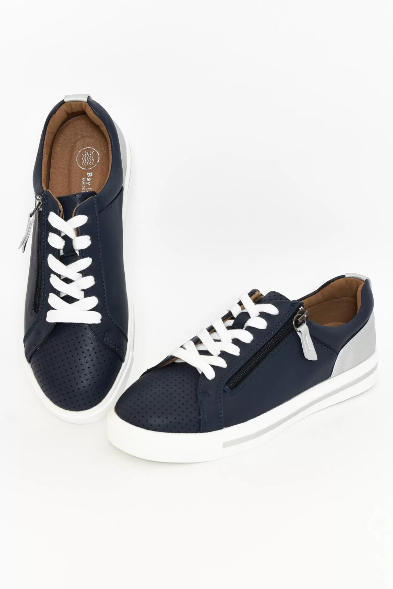 Bay Lane Carissa Navy Silver Sneaker Hot