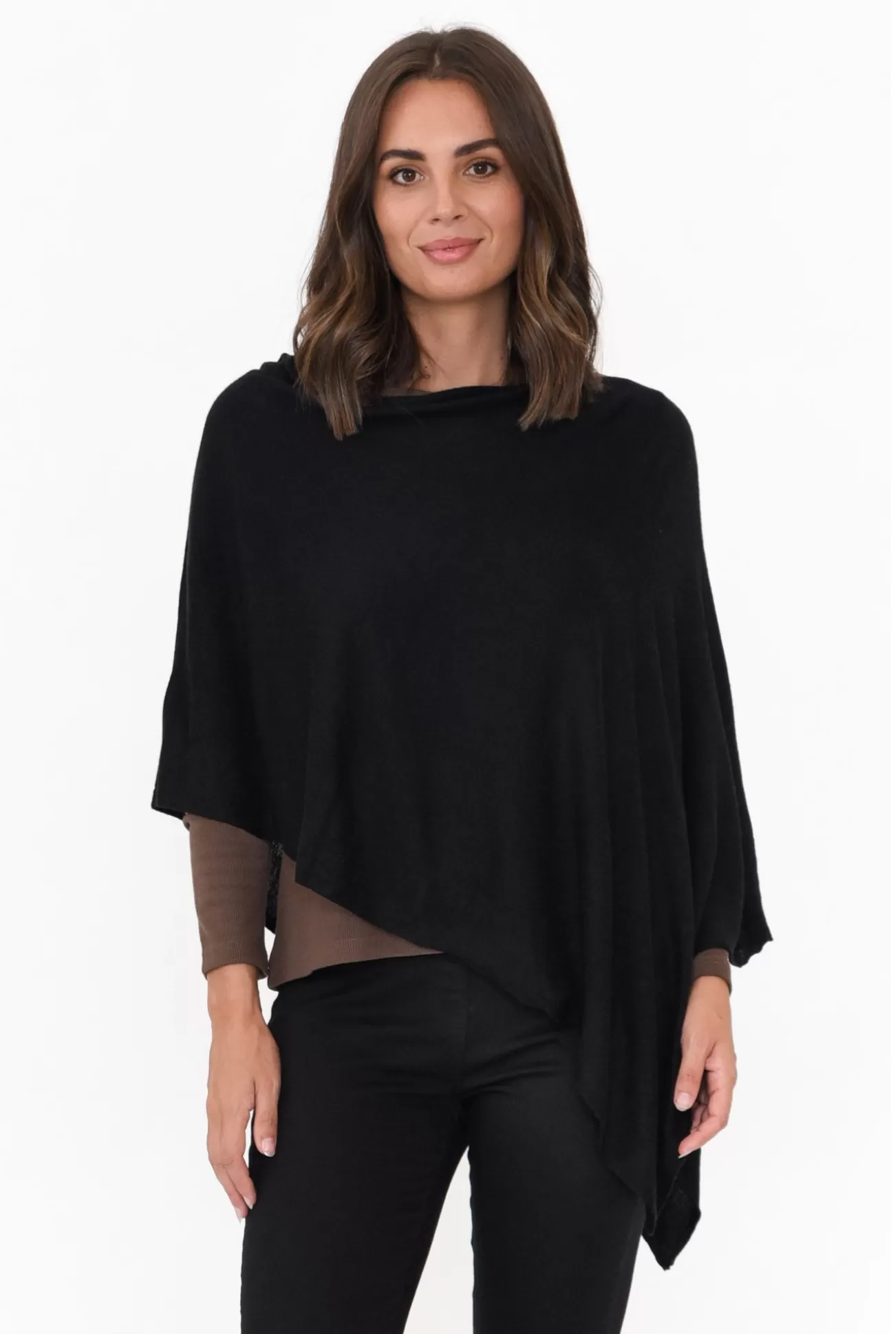 Lou Lou Carrie Black Cashmere Bamboo Poncho Flash Sale