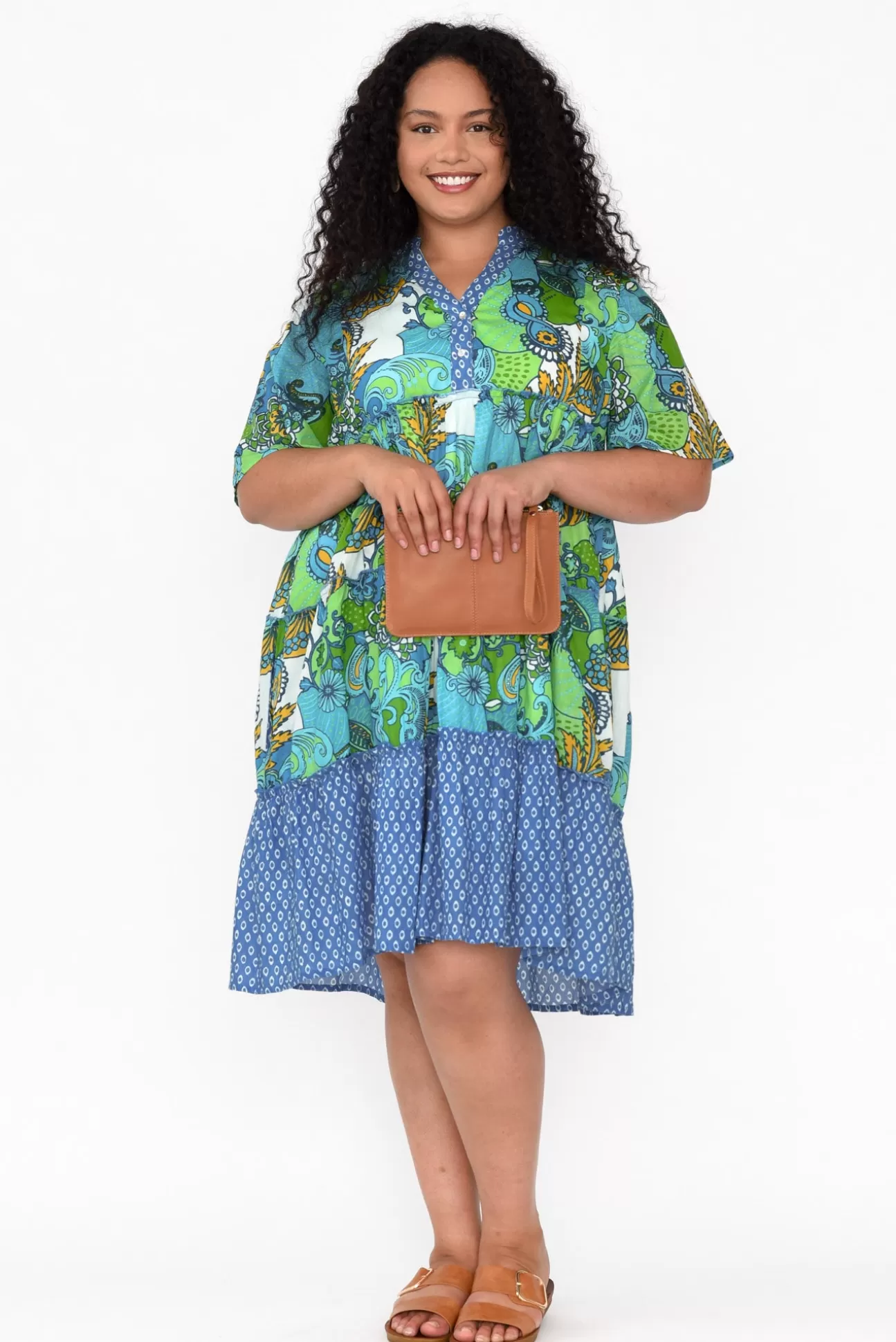 Mozaic Castaway Green Paisley Cotton Dress Shop