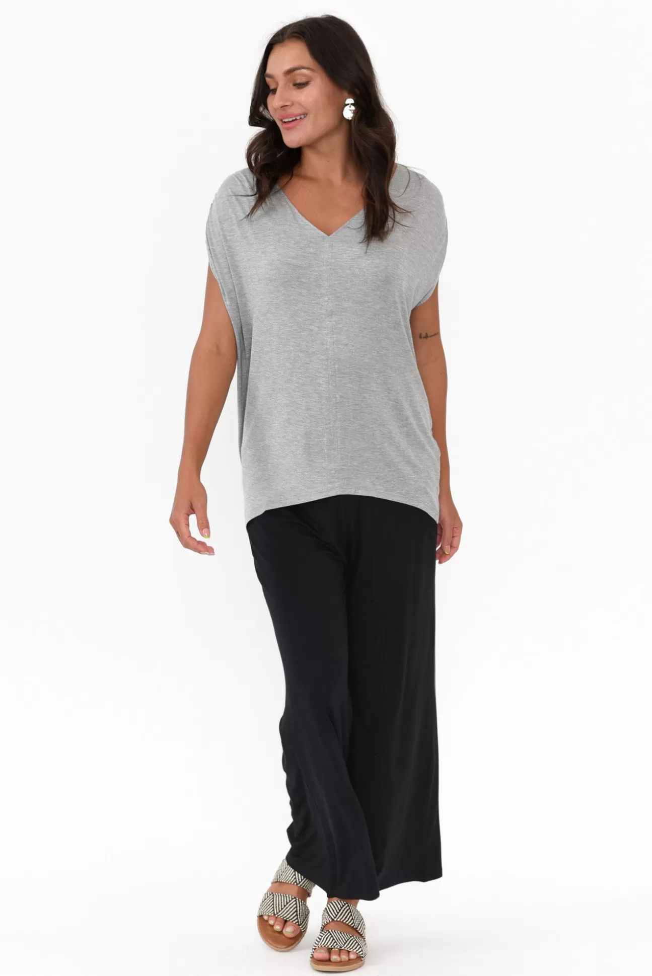 Betty Basics Chelsea Grey Marle Cap Tee Shop