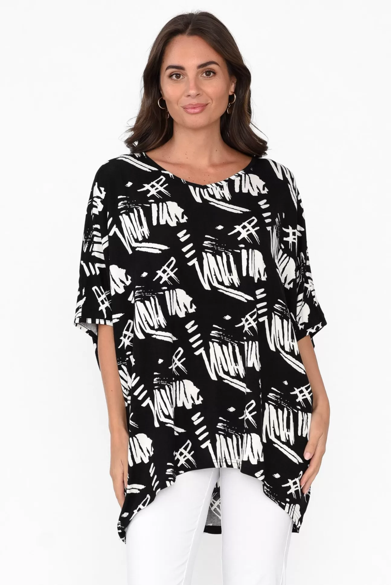 Bamboo Whispers Cherie Black Abstract Bamboo Top Online