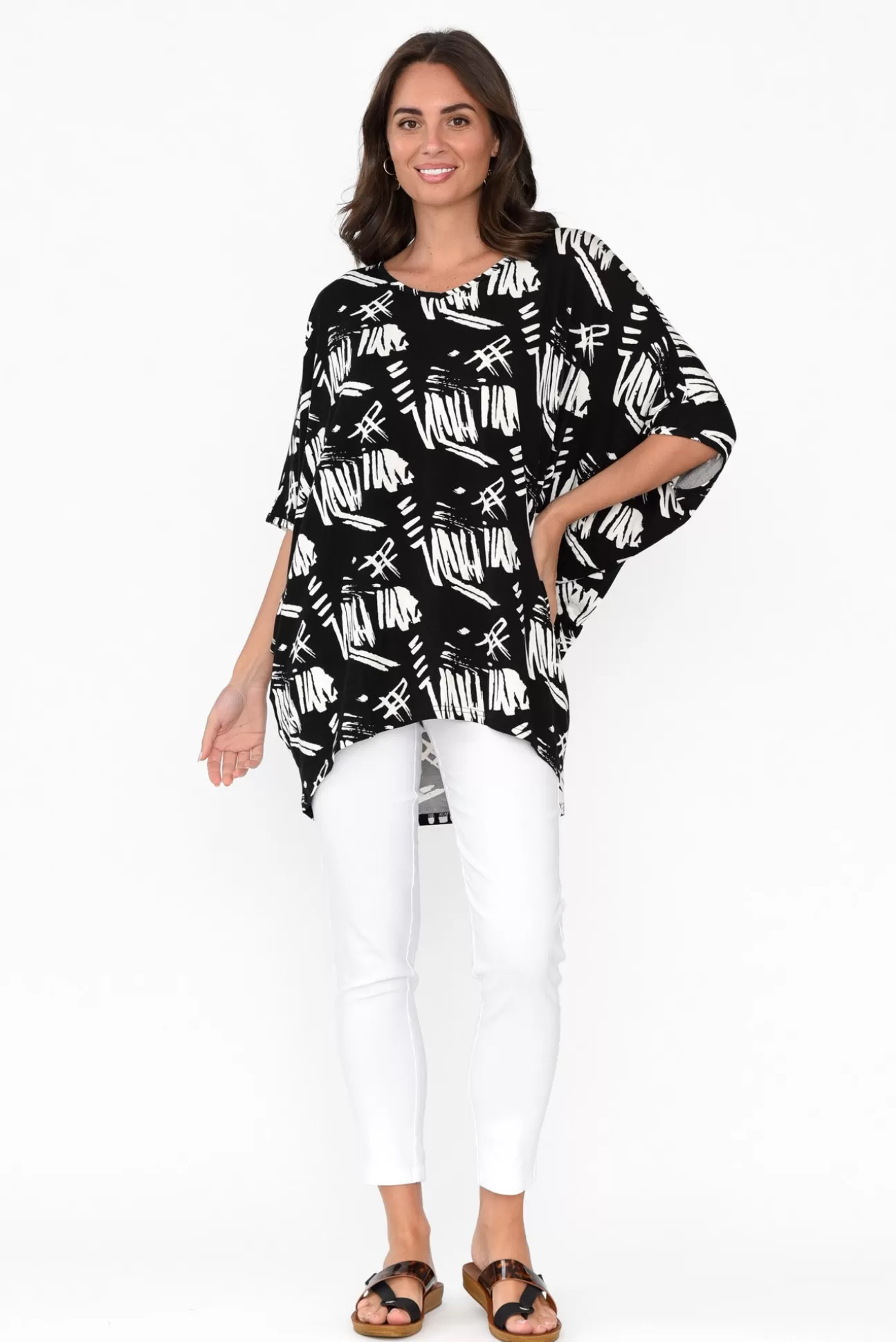 Bamboo Whispers Cherie Black Abstract Bamboo Top Online