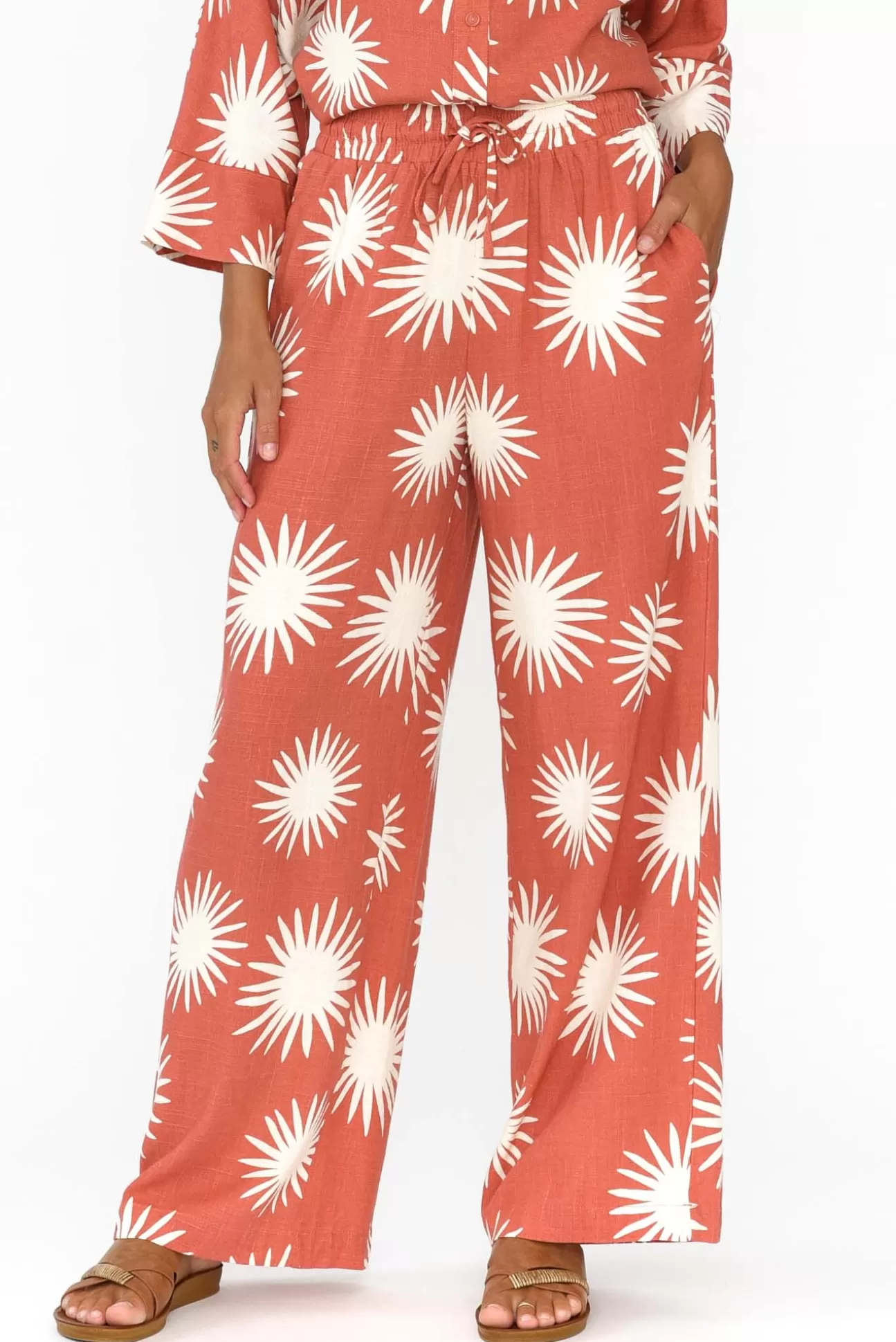 Label Of Love Cherish Rust Flower Pant Outlet