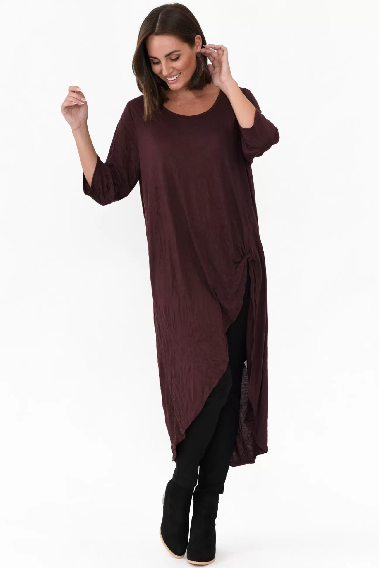 Cotton Village Chocolate Crinkle Cotton Asymmetric Tunic Store