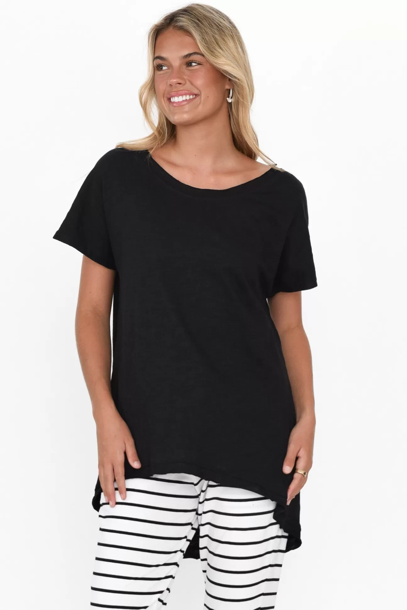 Slate the Label Cindi Black Cotton Blend Tee Hot