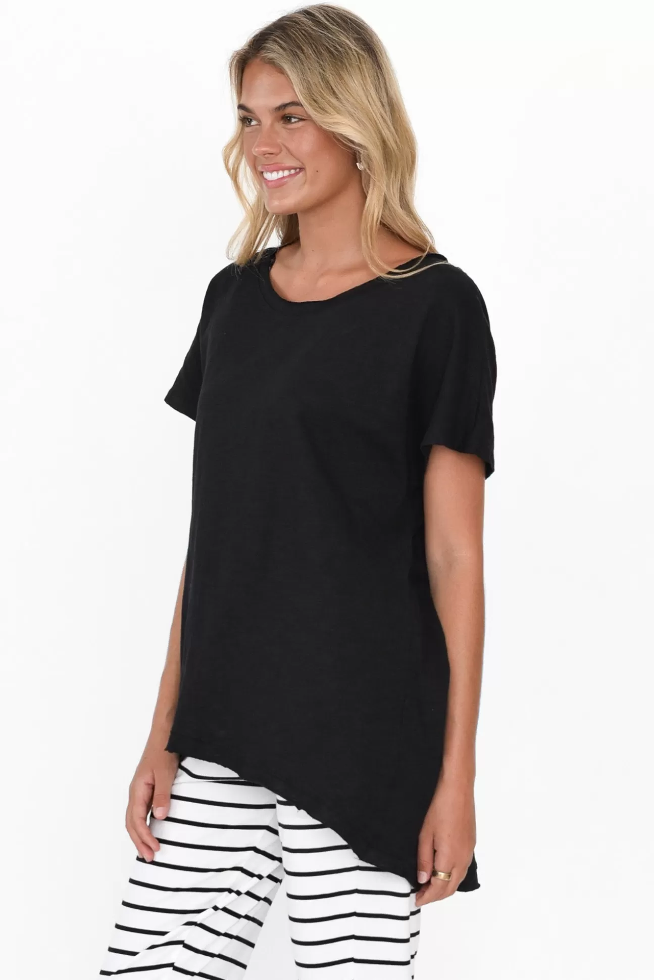 Slate the Label Cindi Black Cotton Blend Tee Hot