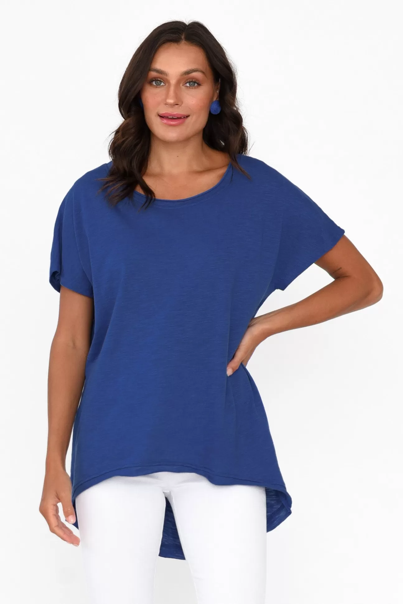 Slate the Label Cindi Cobalt Cotton Blend Tee Shop