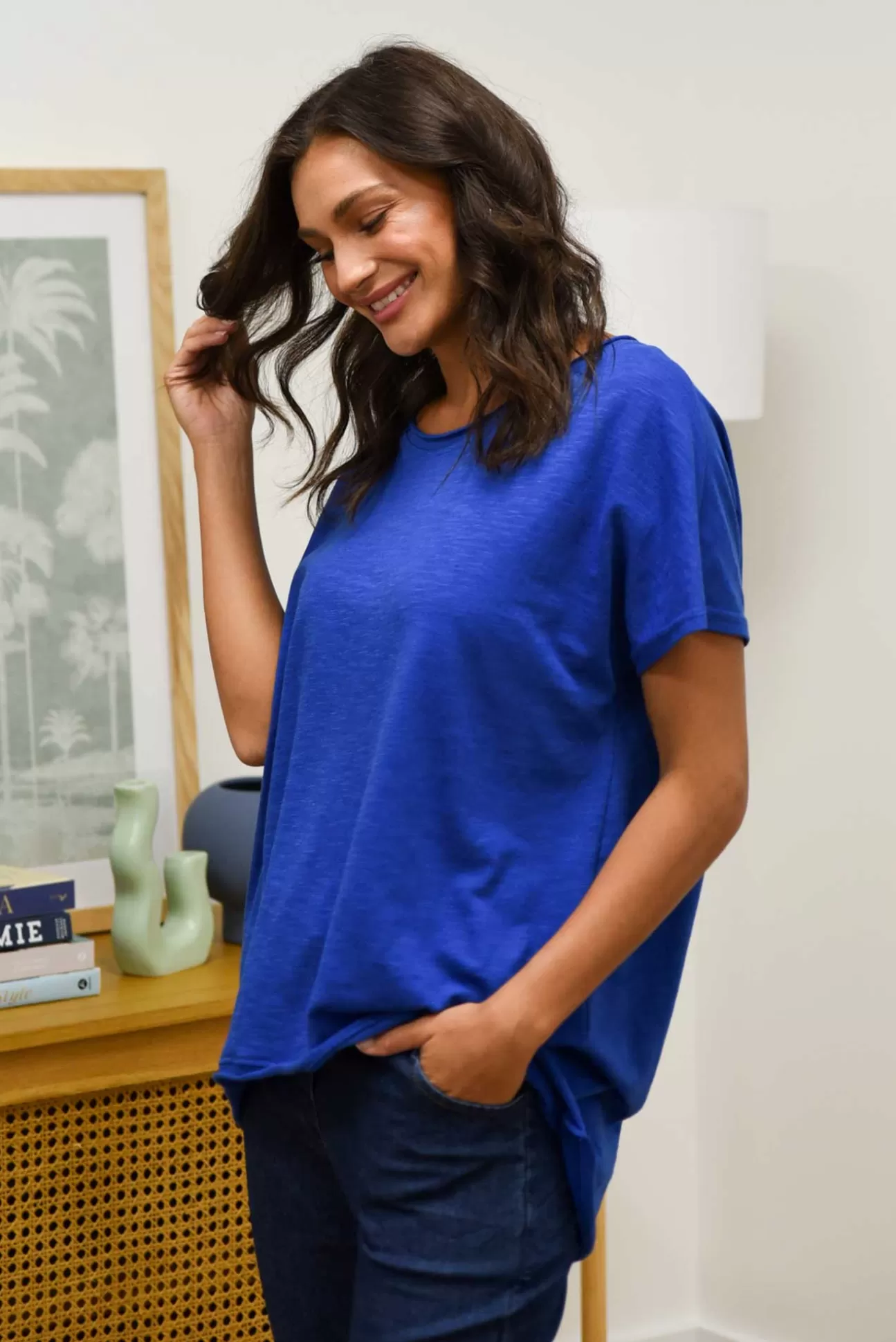 Slate the Label Cindi Cobalt Cotton Blend Tee Shop