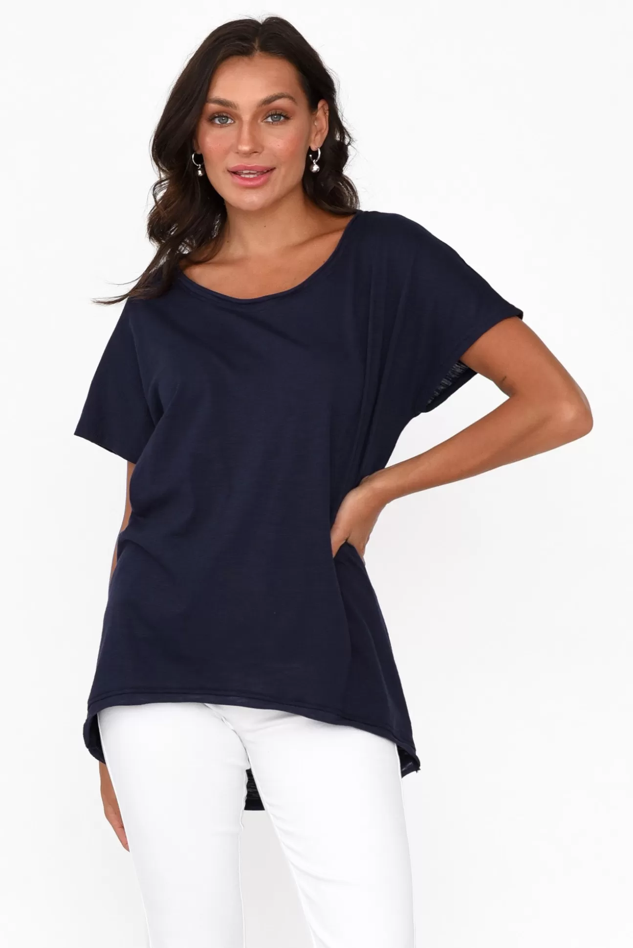 Slate the Label Cindi Navy Cotton Blend Tee Clearance