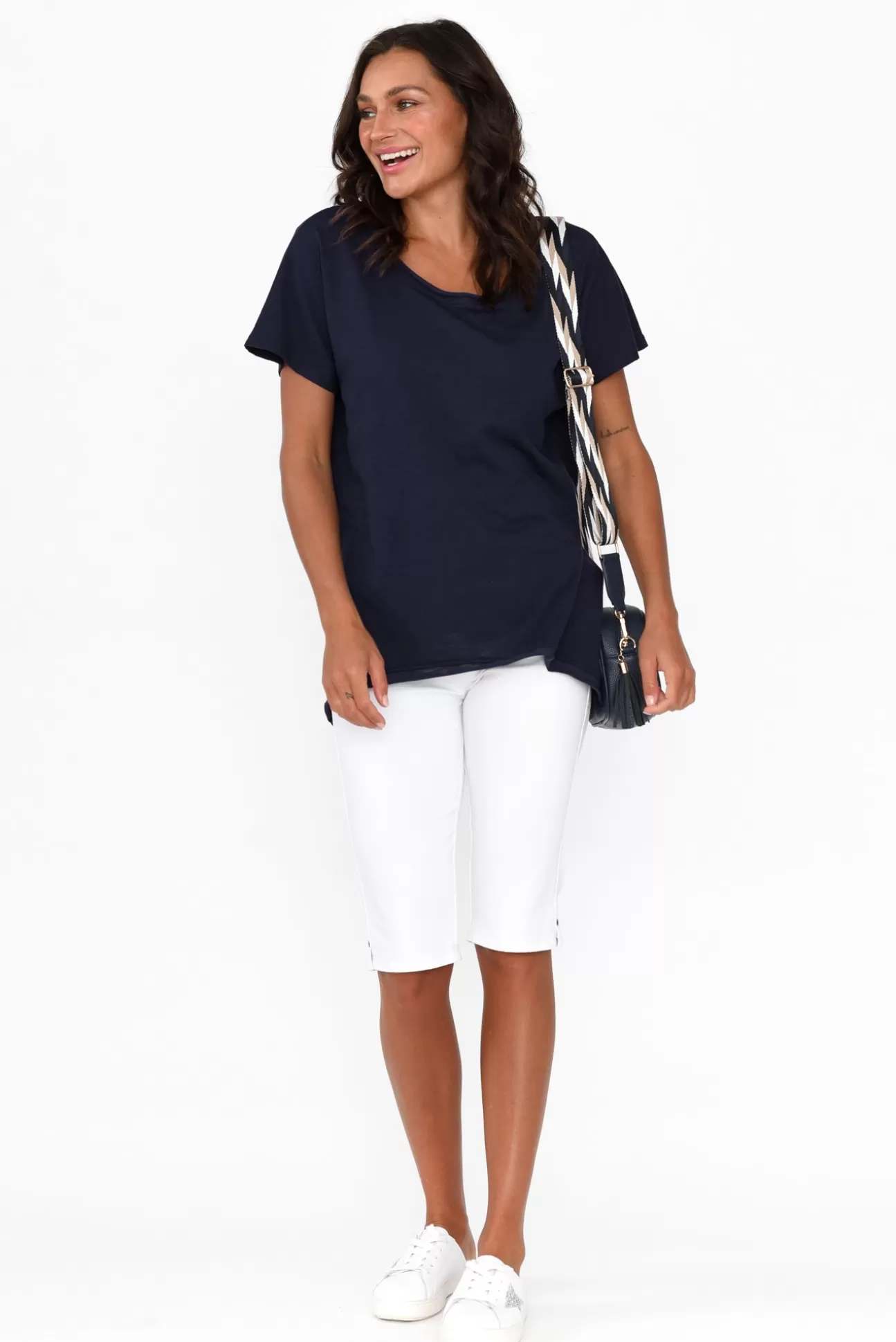 Slate the Label Cindi Navy Cotton Blend Tee Clearance