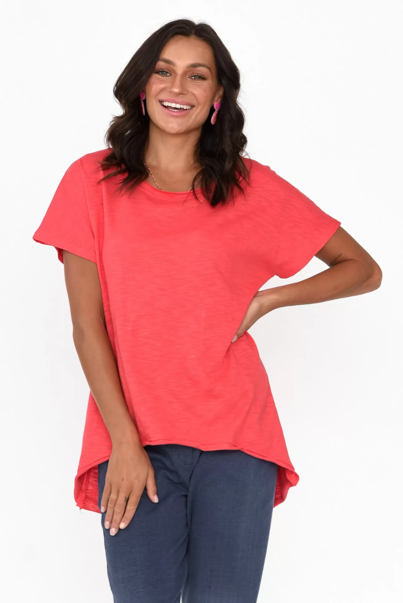 Slate the Label Cindi Red Cotton Blend Tee Store