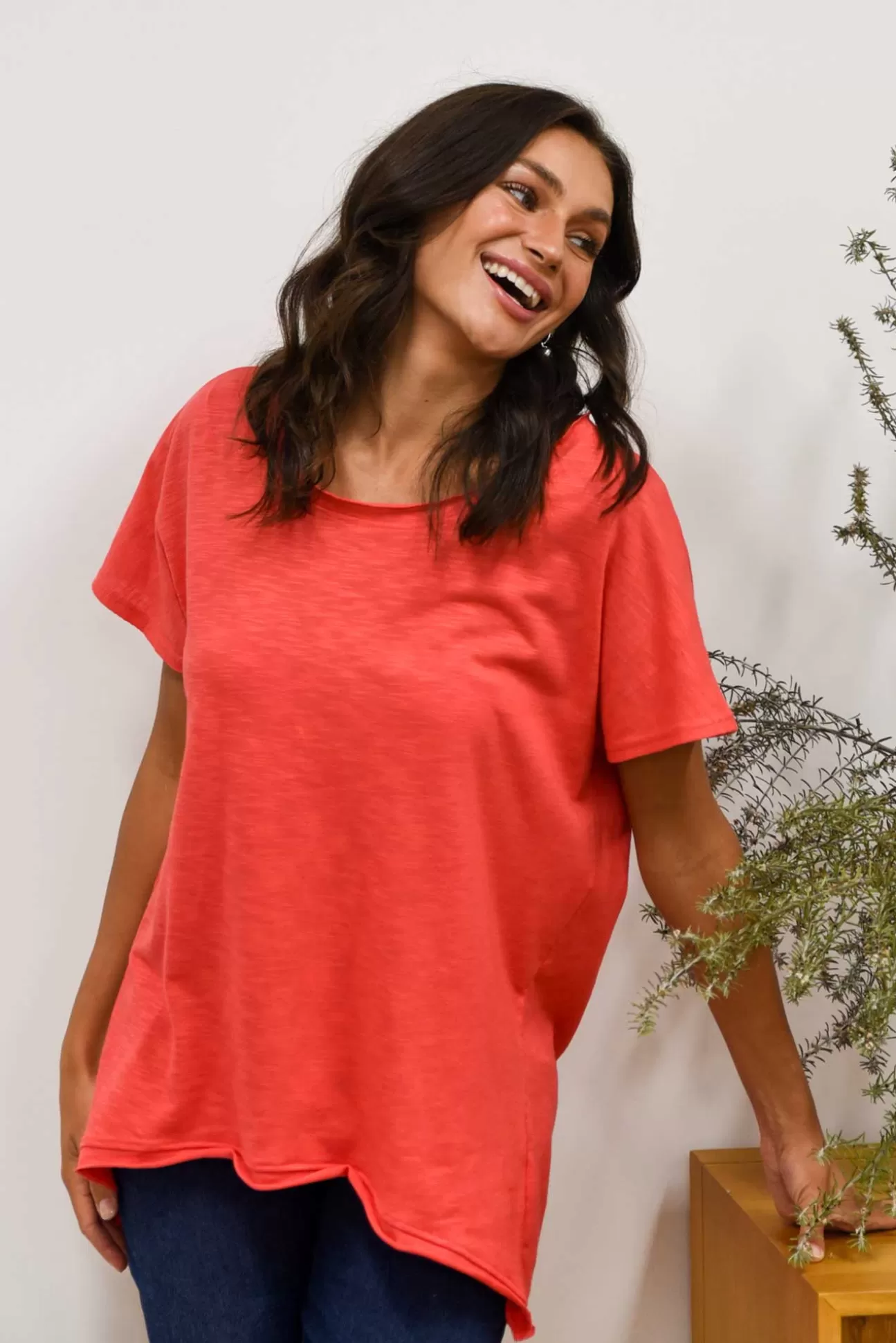 Slate the Label Cindi Red Cotton Blend Tee Store