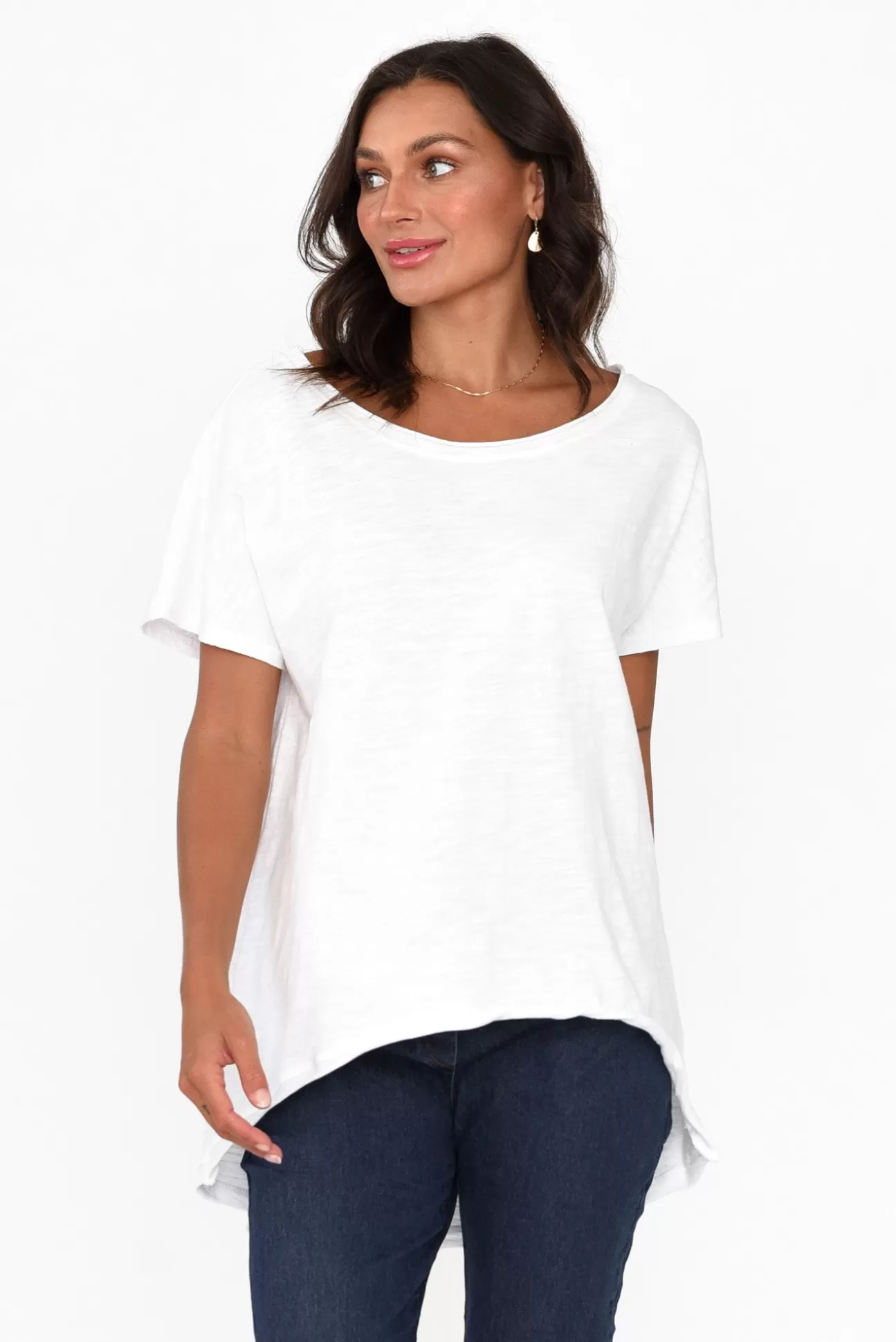 Slate the Label Cindi White Cotton Blend Tee Outlet