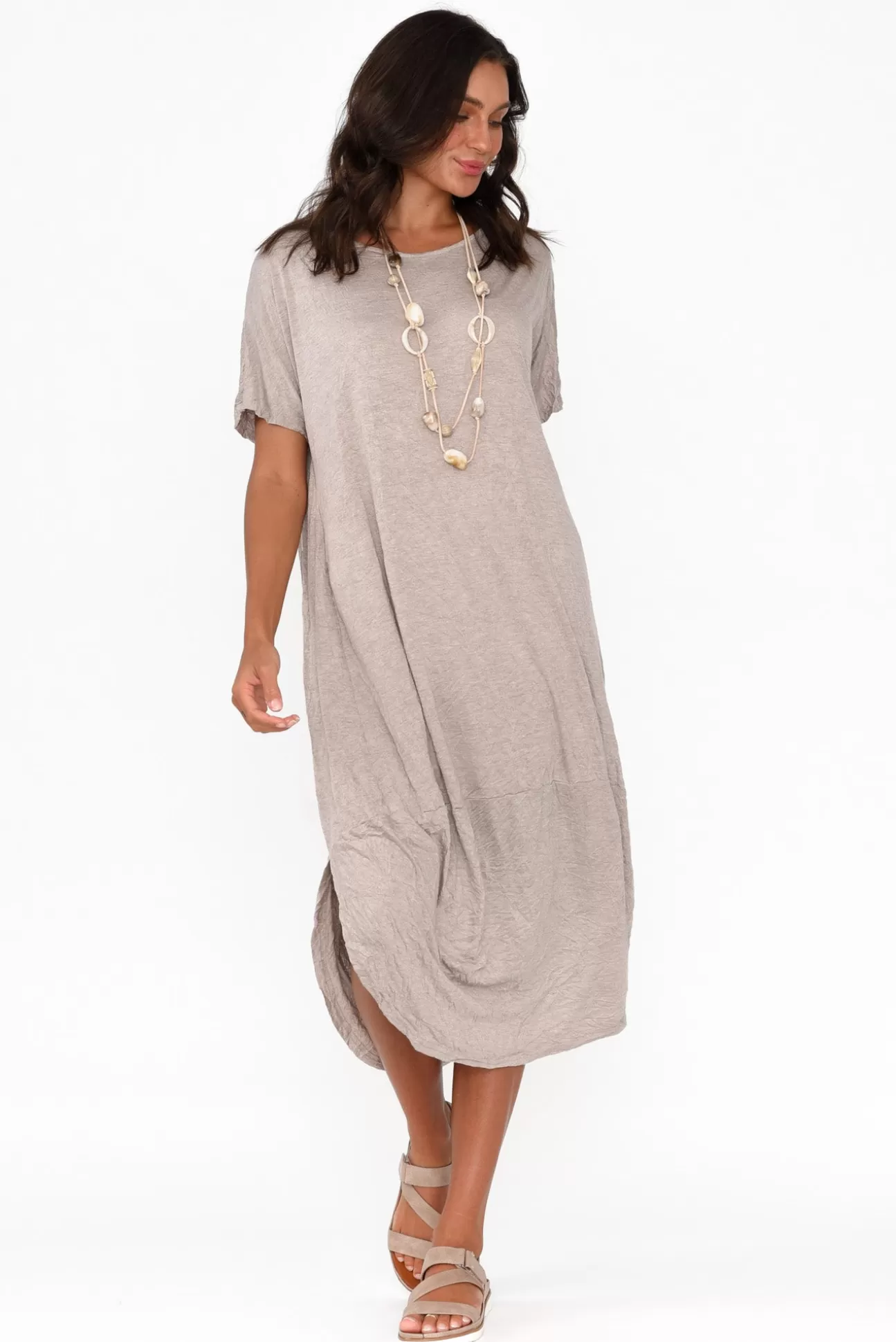 Cotton Village Clemmie Oat Crinkle Cotton Dress Clearance