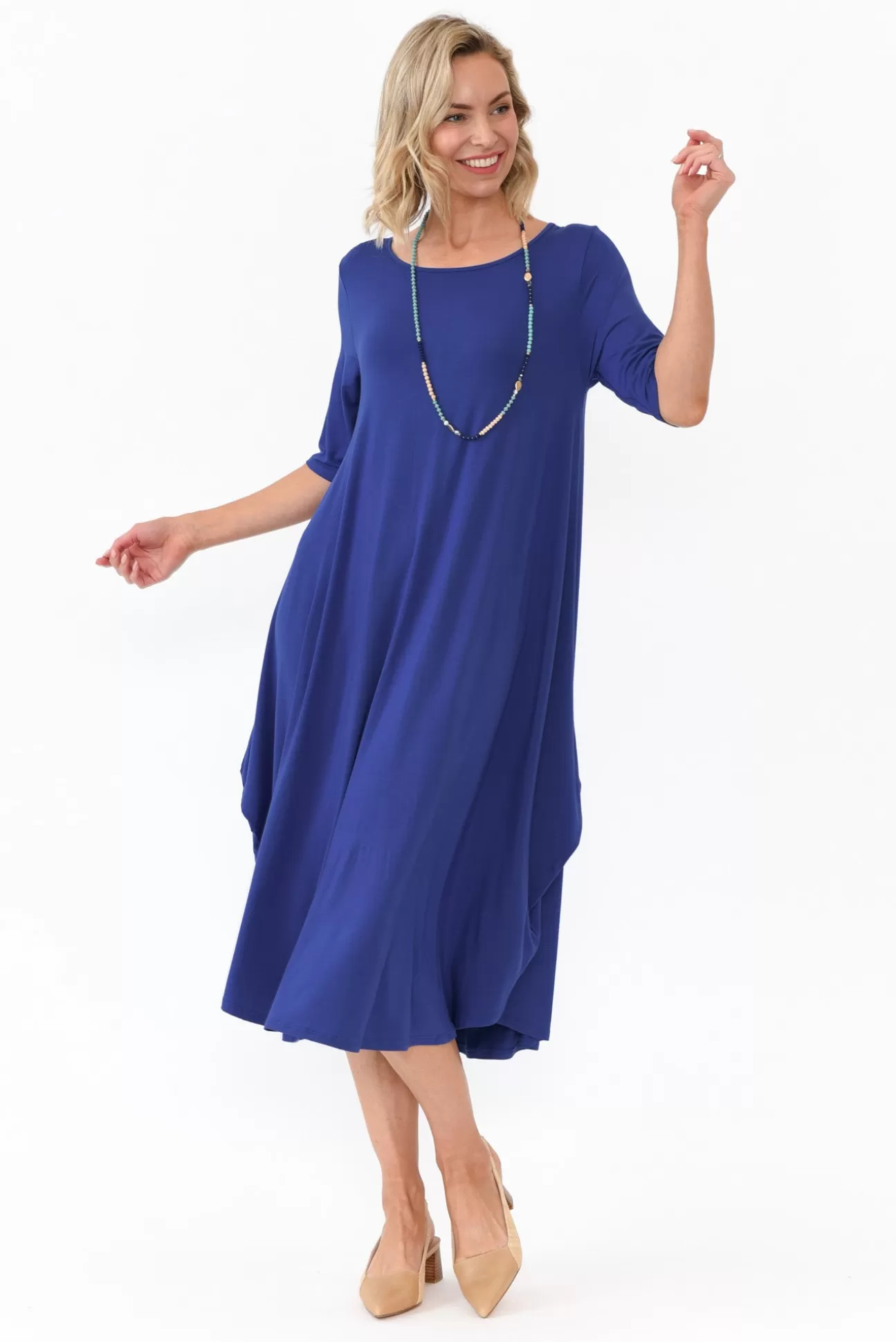 Tani Cobalt Micro Modal Tri Drape Dress Cheap