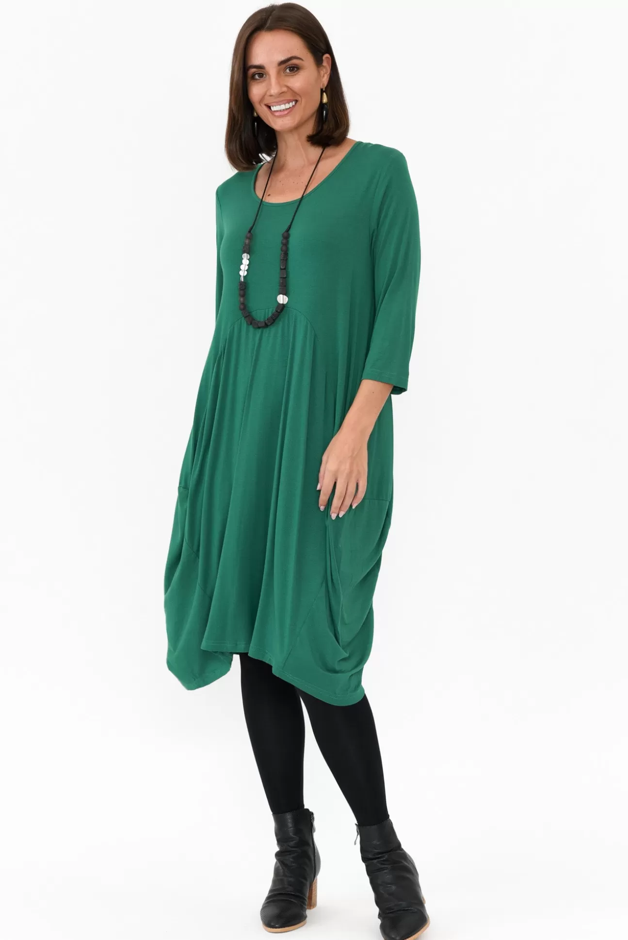 Cali and Co Coco Green Sleeved Dress Best Sale