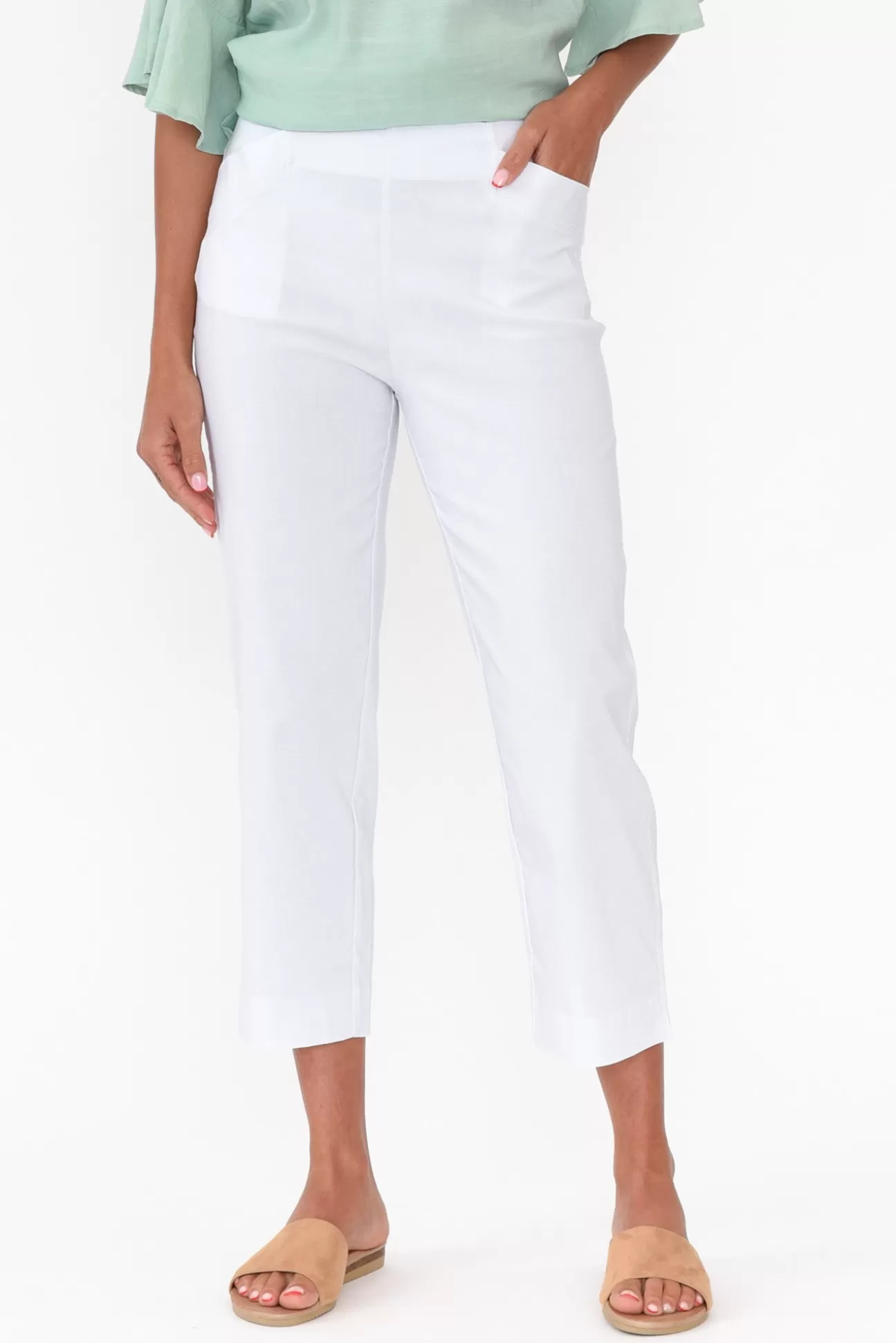 Threadz Cody White Straight Leg Stretch Pant Fashion