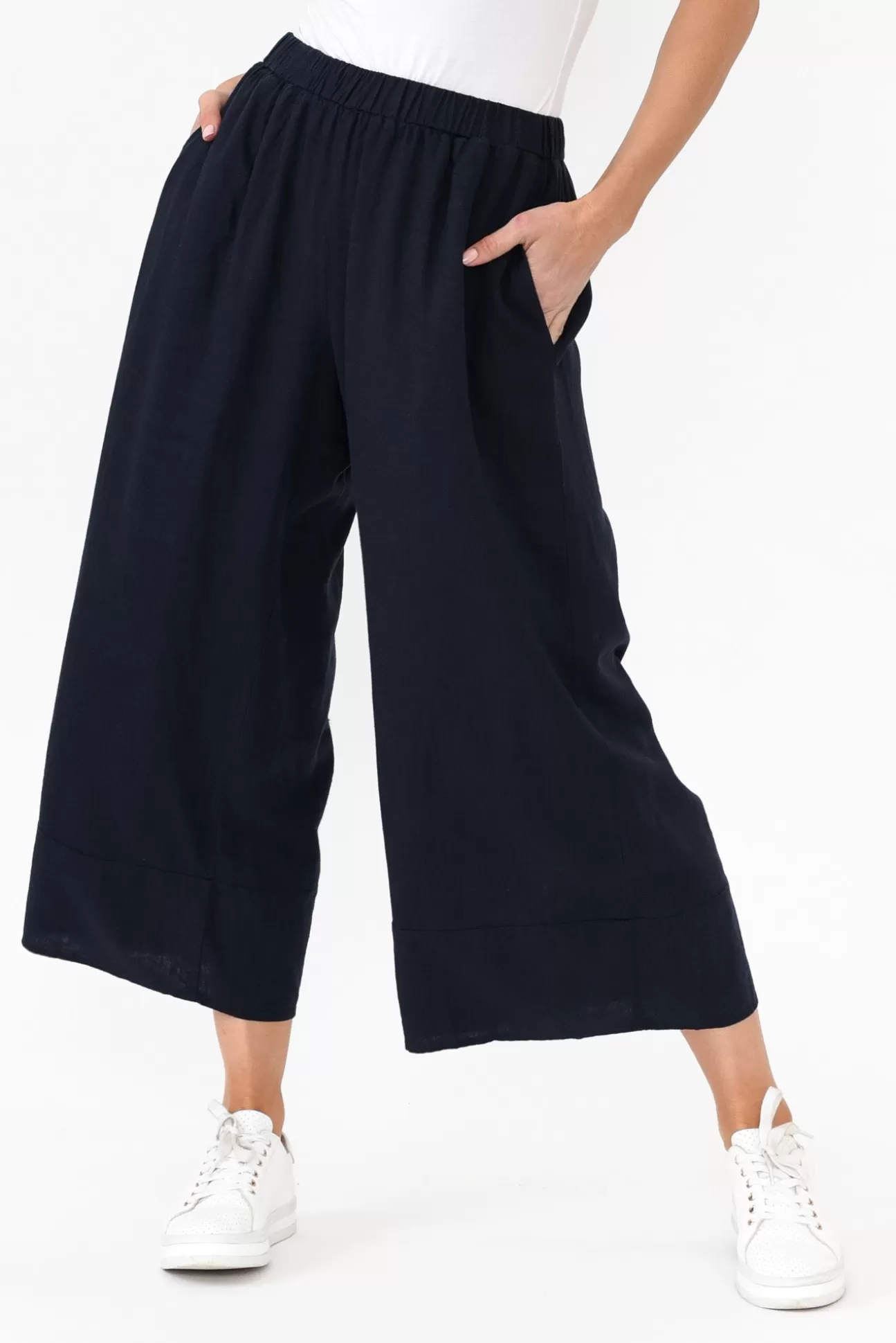 Cali and Co Colleen Navy Linen Wide Leg Pant Online