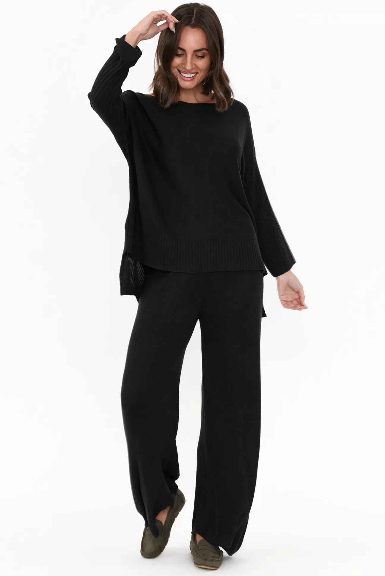 La Strada Connor Black Modal Blend Knit Pant Online