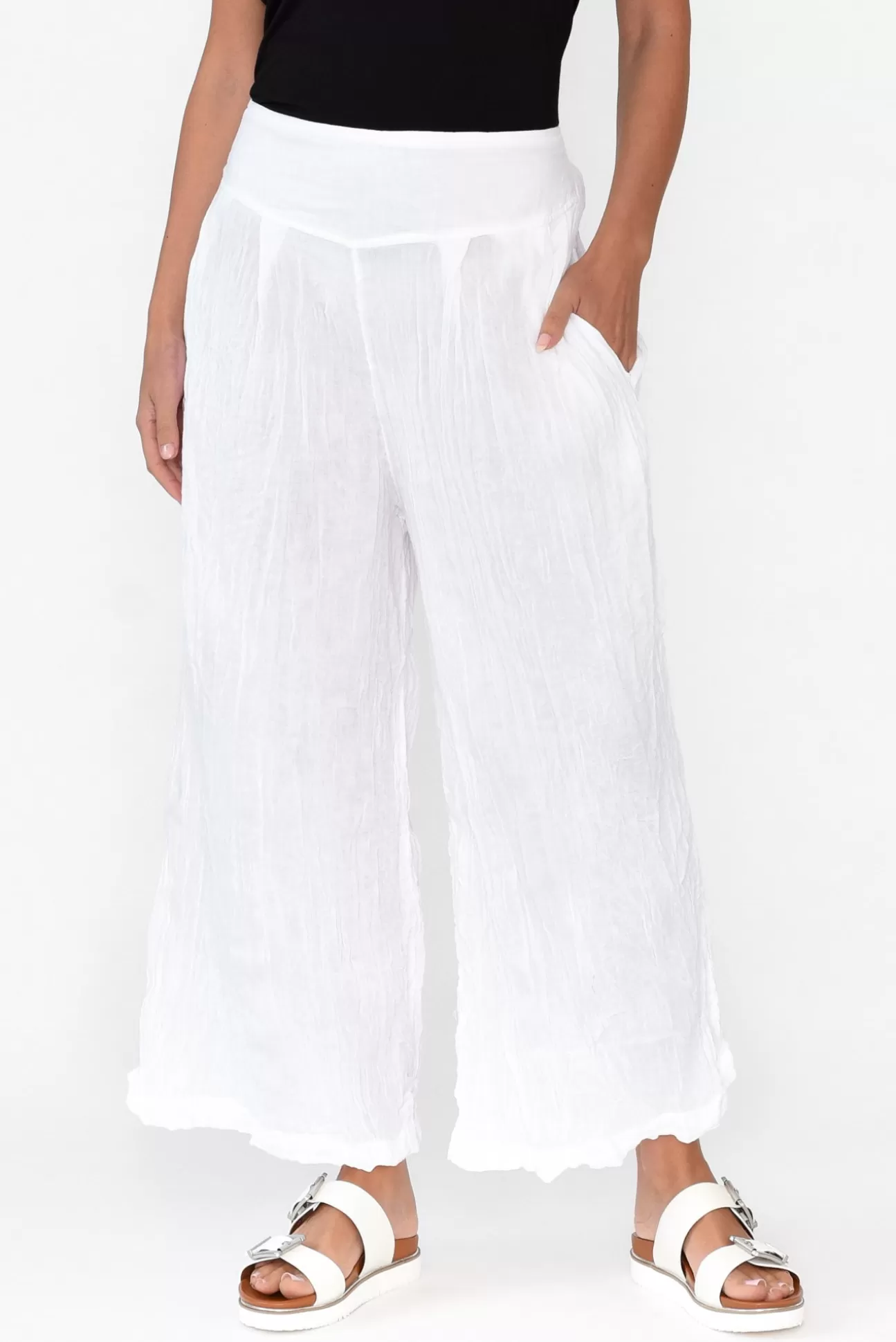 Namastai Costello White Crinkle Cotton Pant Cheap