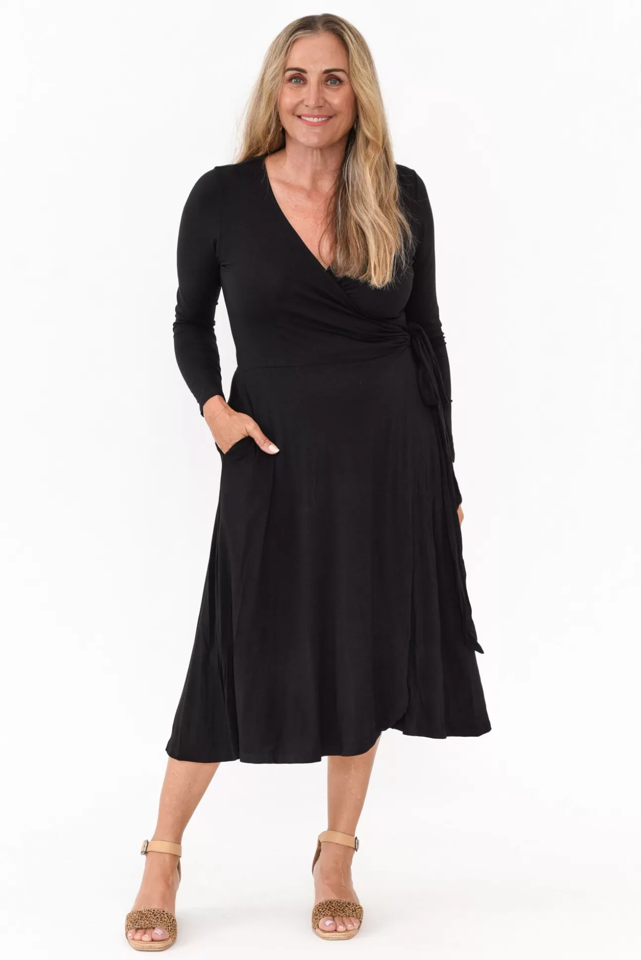 Bamboo Villa Courtney Black Bamboo Wrap Dress Shop