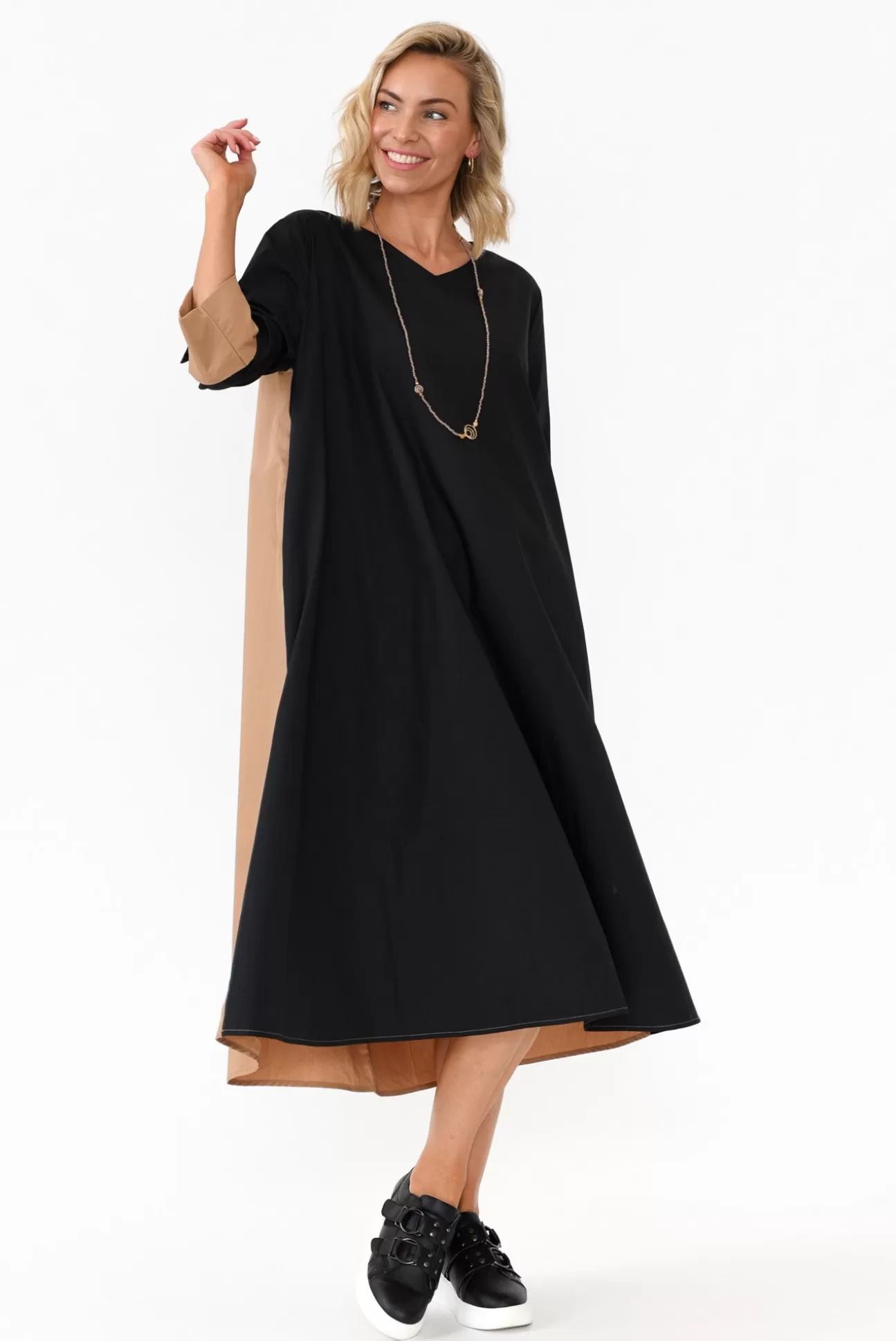 Slate The Label Dancy Black Splice Cotton Dress Fashion