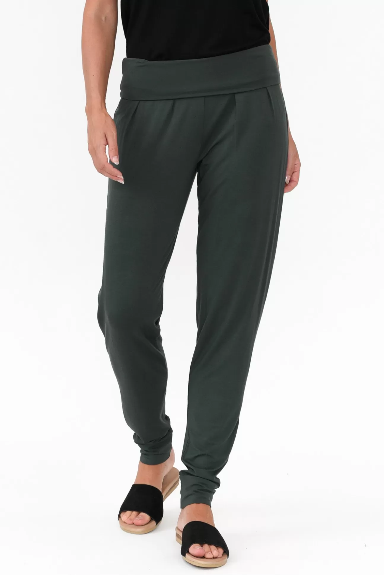 Bamboo Body Dark Green Bamboo Soft Slouch Pant Fashion