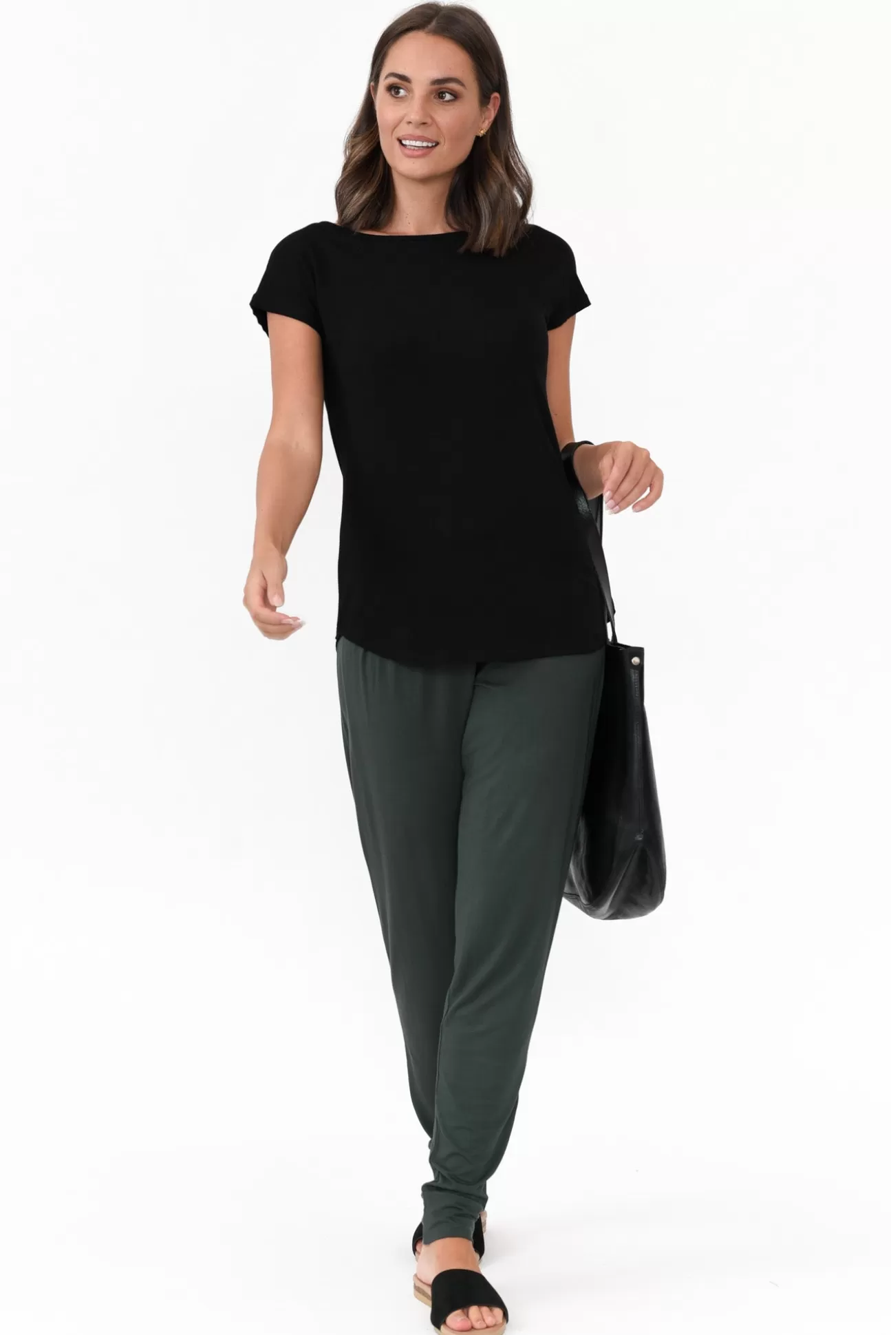 Bamboo Body Dark Green Bamboo Soft Slouch Pant Fashion