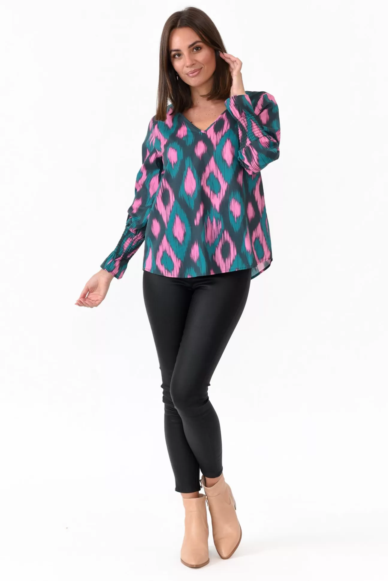 Liberty Rose Delores Teal Abstract Cotton Top Store