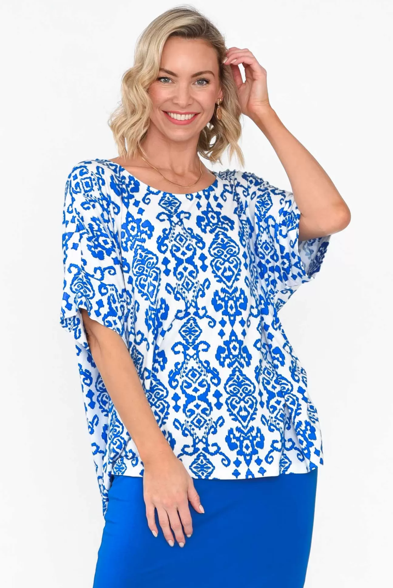 Lou Lou Demi Blue Ikat Bamboo Tee Best