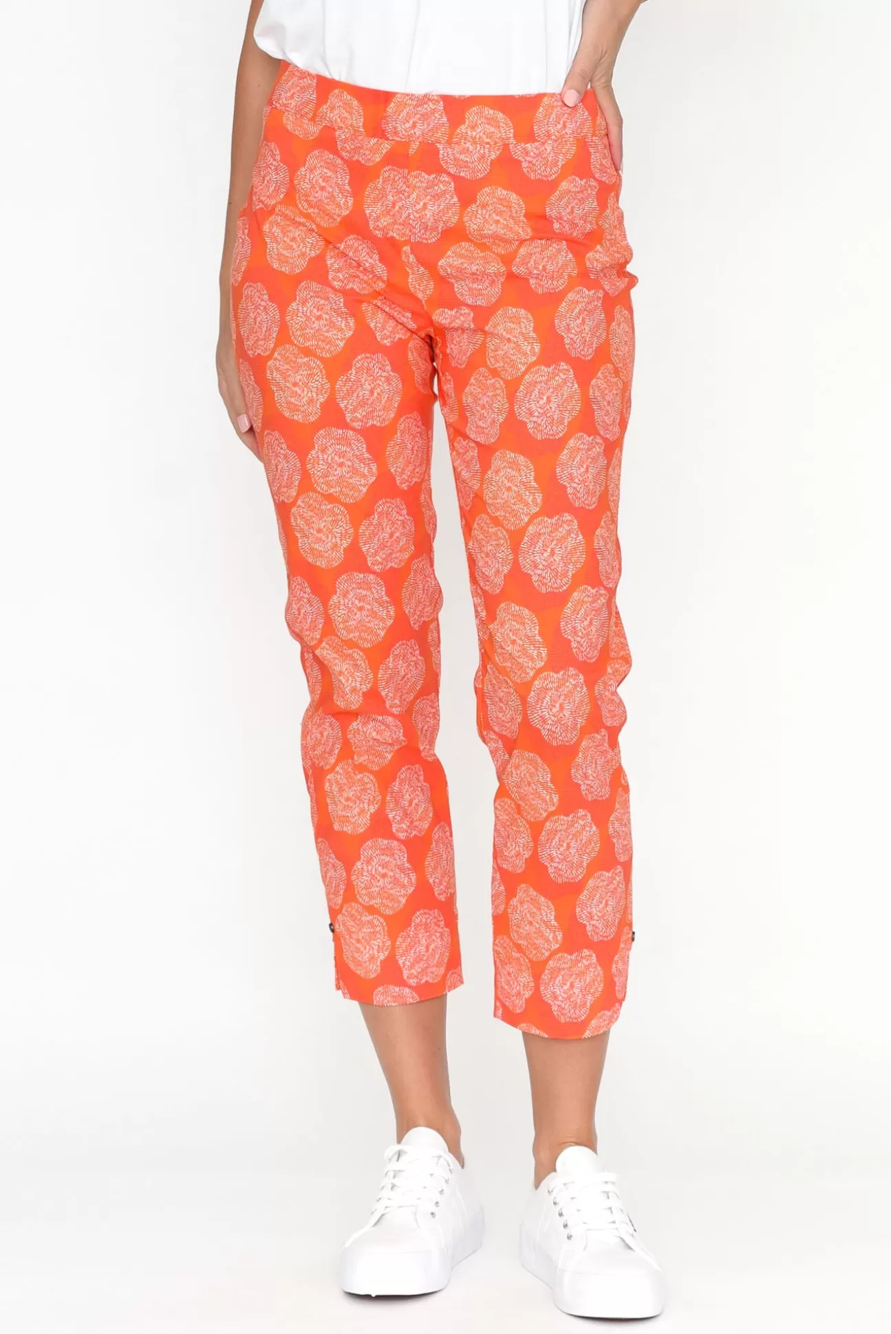 Foil Demi Orange Spot Cotton Blend Pant Fashion