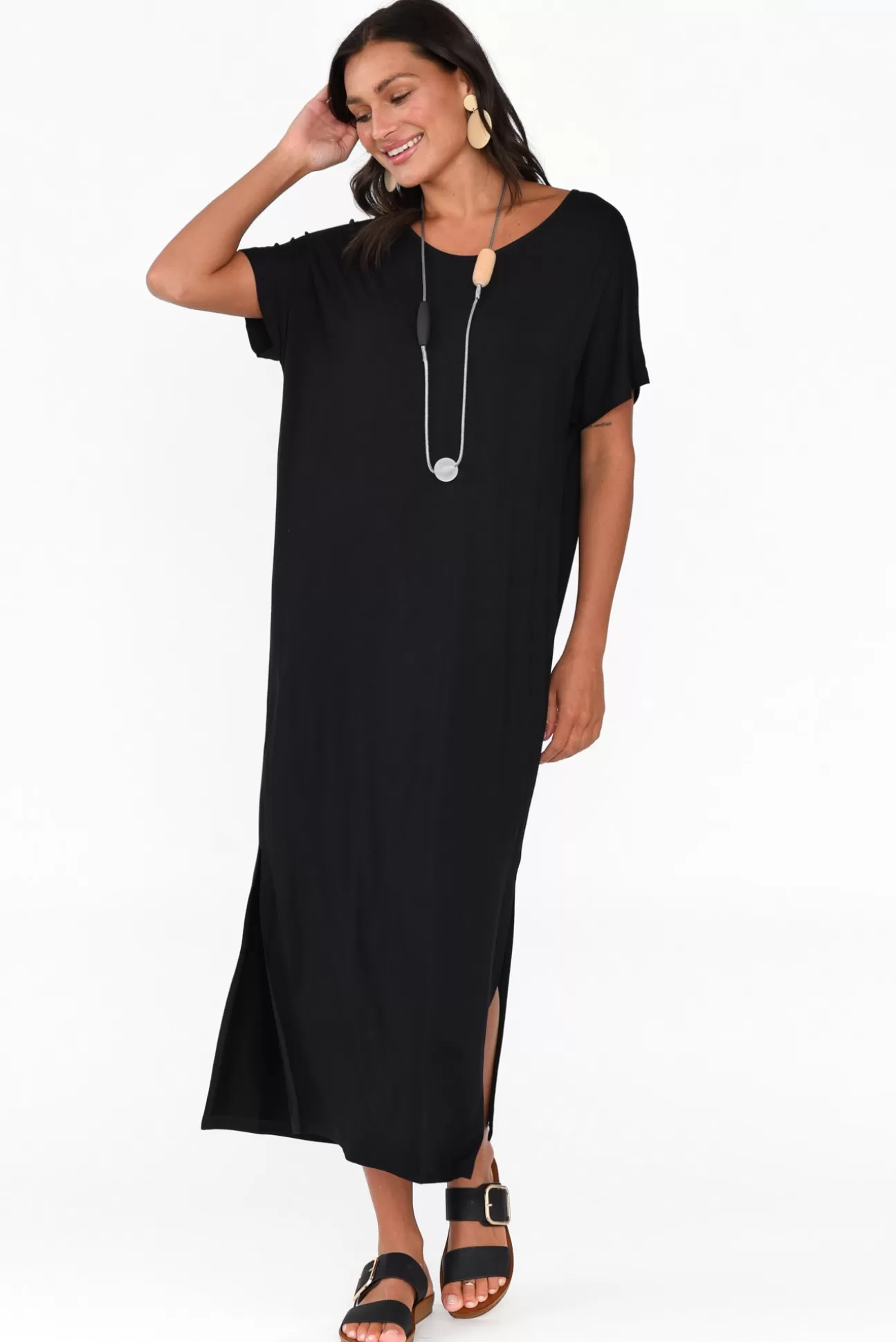 Pq Dempsey Black Bamboo Midi Dress Shop