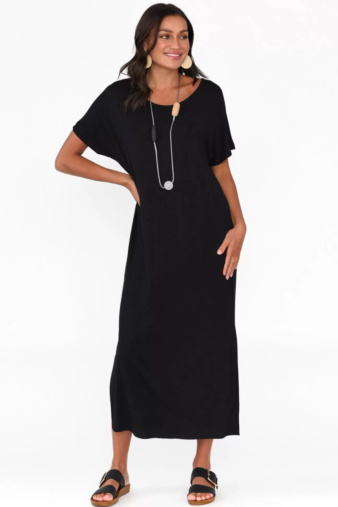 Pq Dempsey Black Bamboo Midi Dress Shop