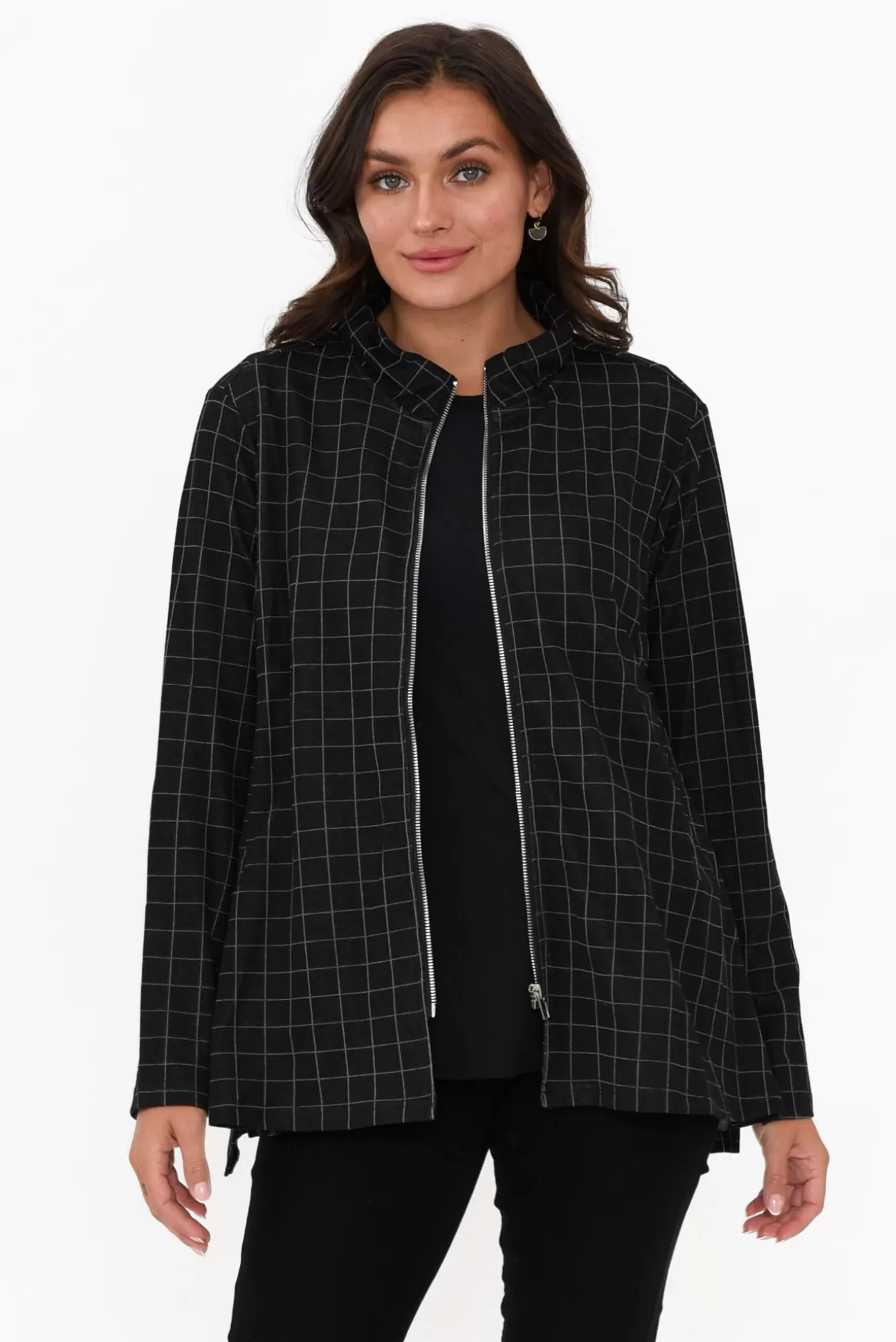 Clarity Derby Black Check Zip Jacket Flash Sale