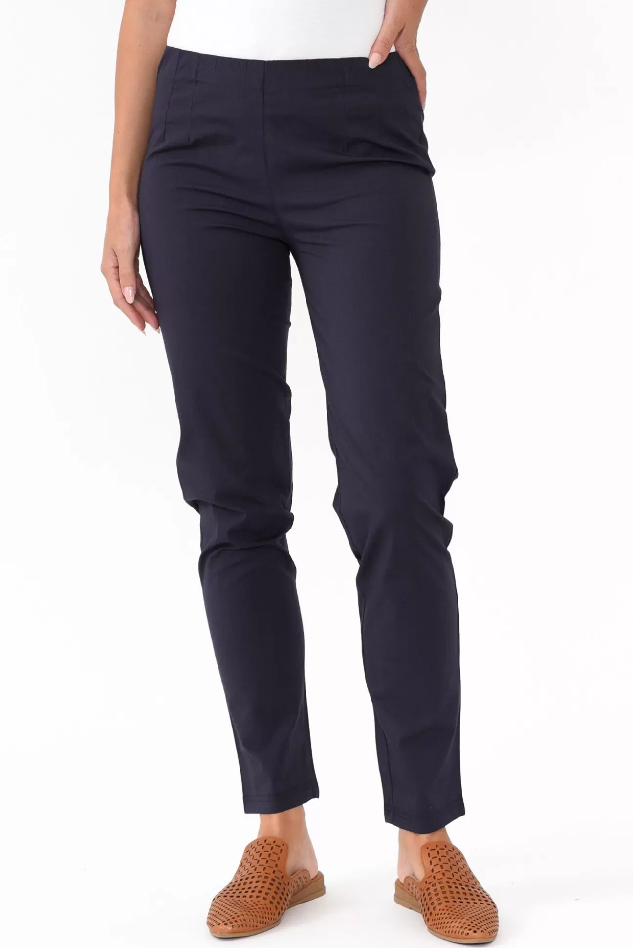 Orientique Devon Navy Cotton Stretch Pant Store