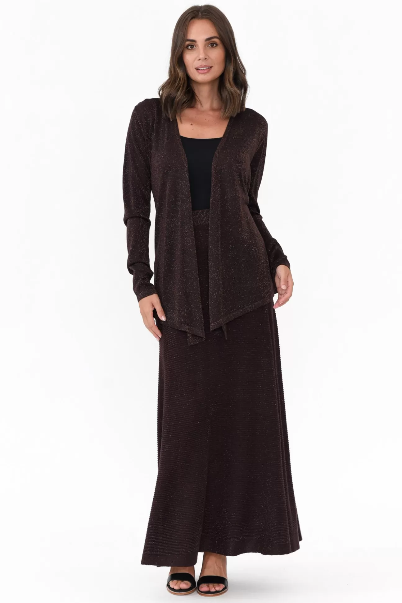 Brave u0026 True Domenica Brown Knit Tie Waist Cardigan Online