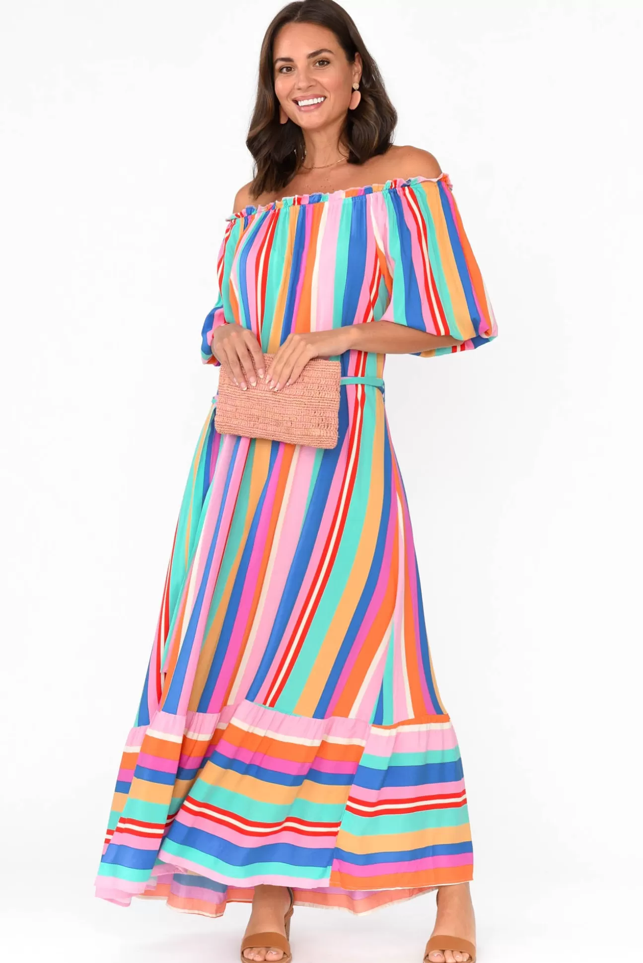 Label of Love Dove Multi Stripe Maxi Dress Flash Sale